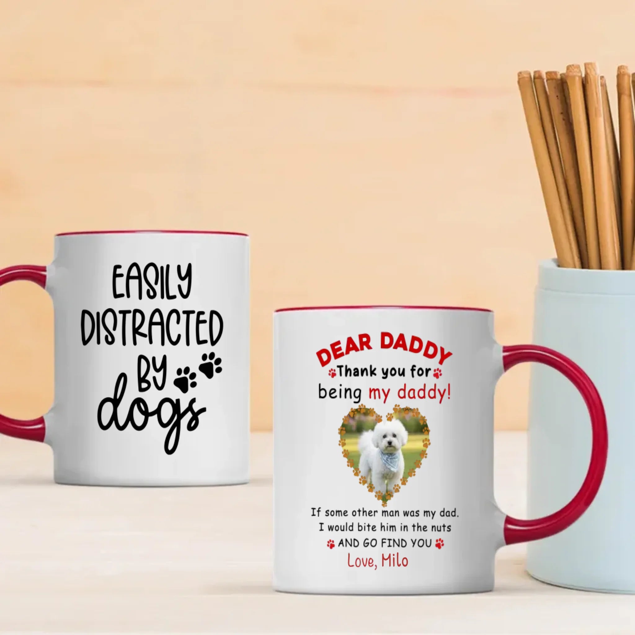 Custom Bichon Frise Mug - Dear Daddy 