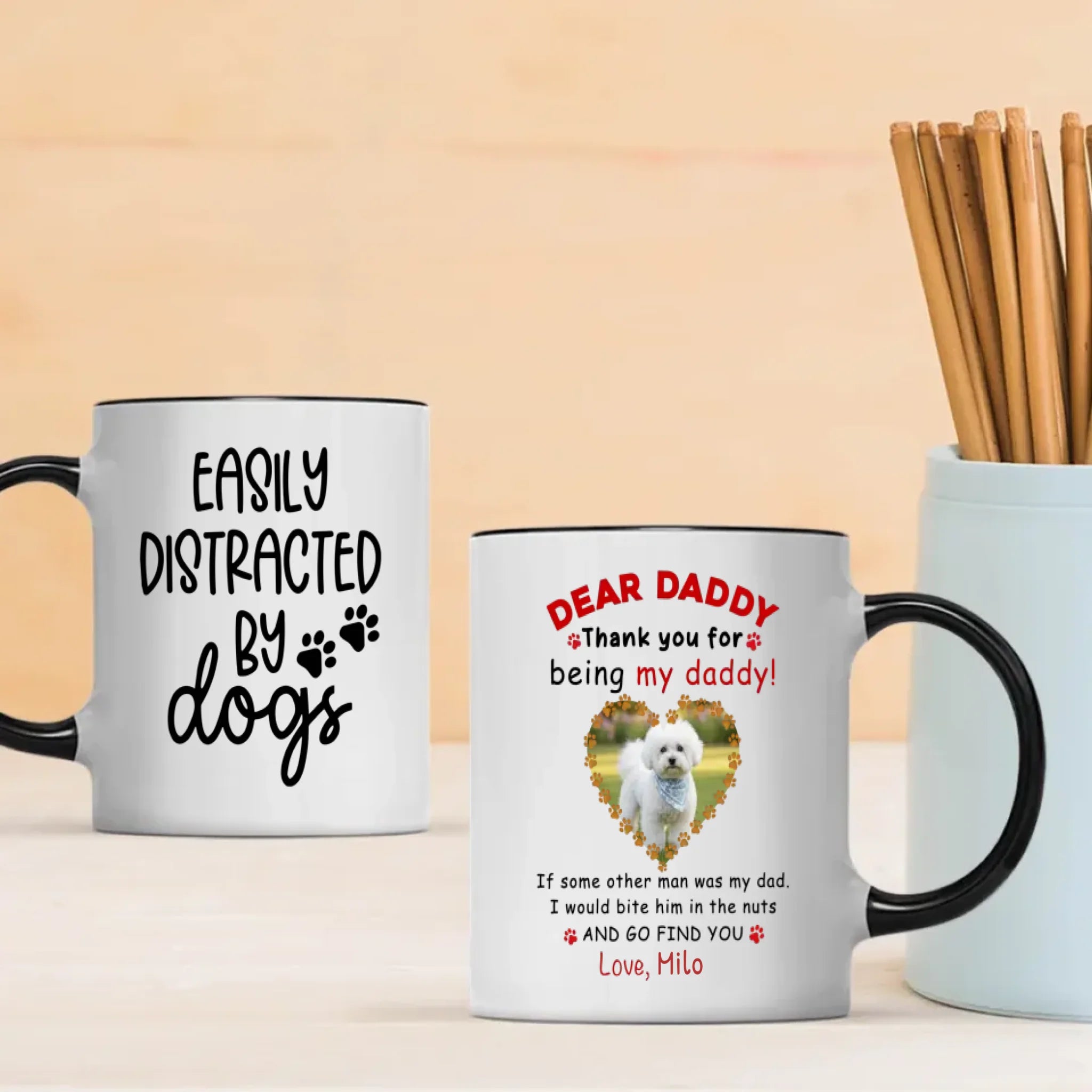 Custom Bichon Frise Mug - Dear Daddy 