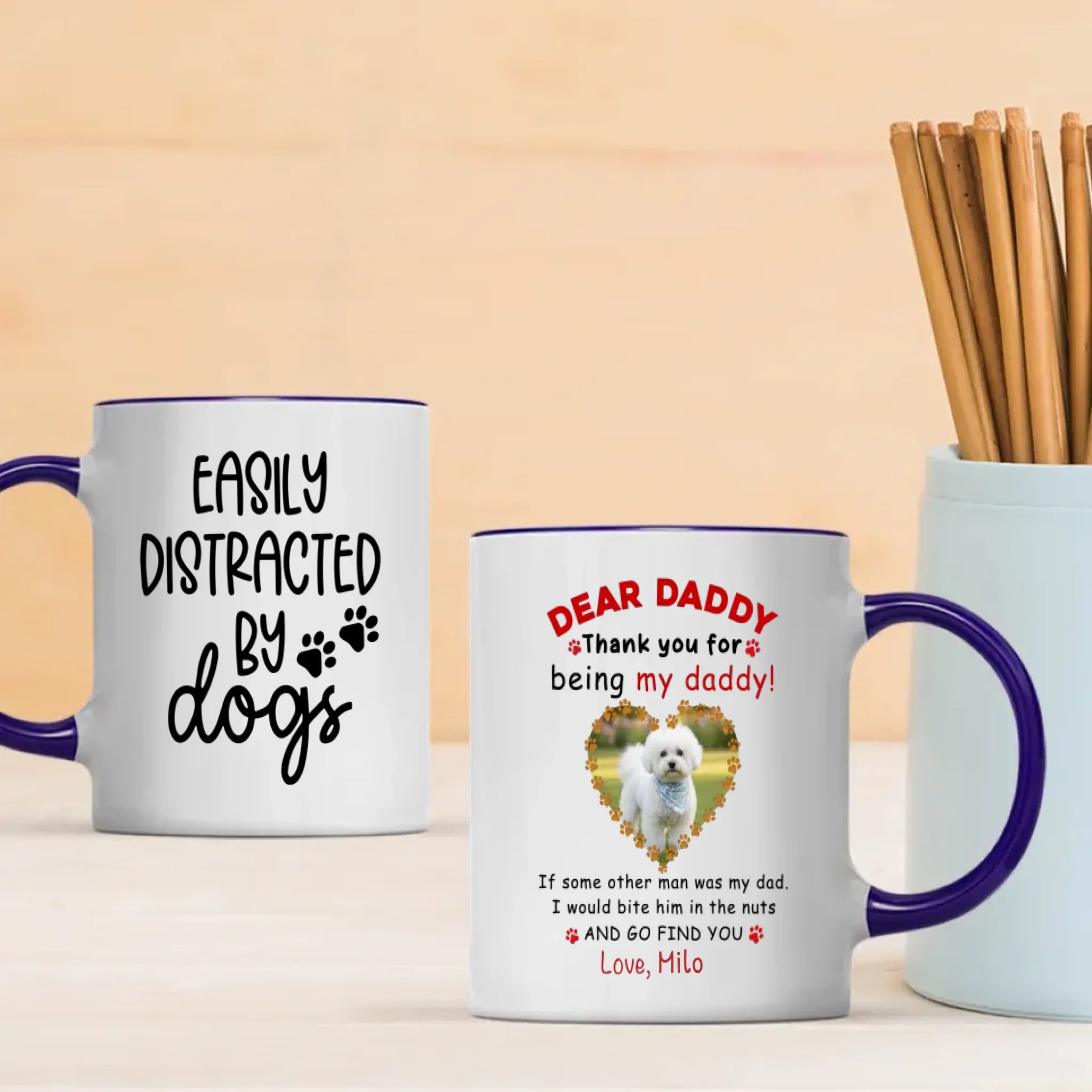 Custom Bichon Frise Mug - Dear Daddy 