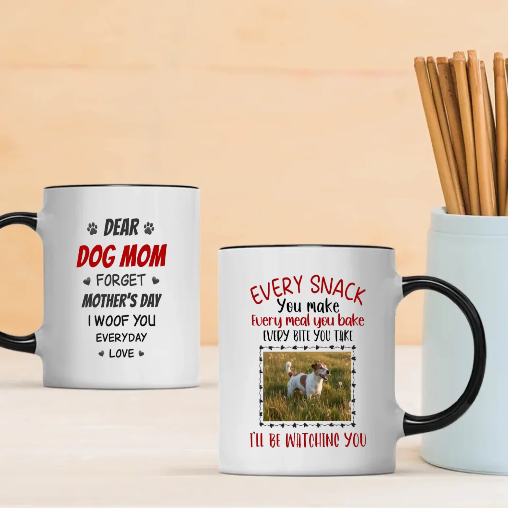 Customized Jack Russell Terrier Mug With Photo For Dog Lovers - Every Snack You Make I'll Be Watching You - 89Prints