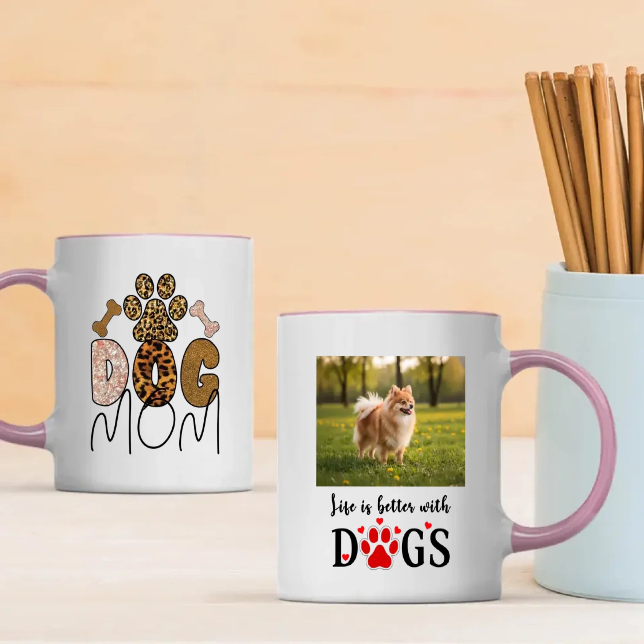 Customized Pomeranian Mug With Photo For Dog Lovers - Dog Mom & Life Is Better With Dogs - 89Prints