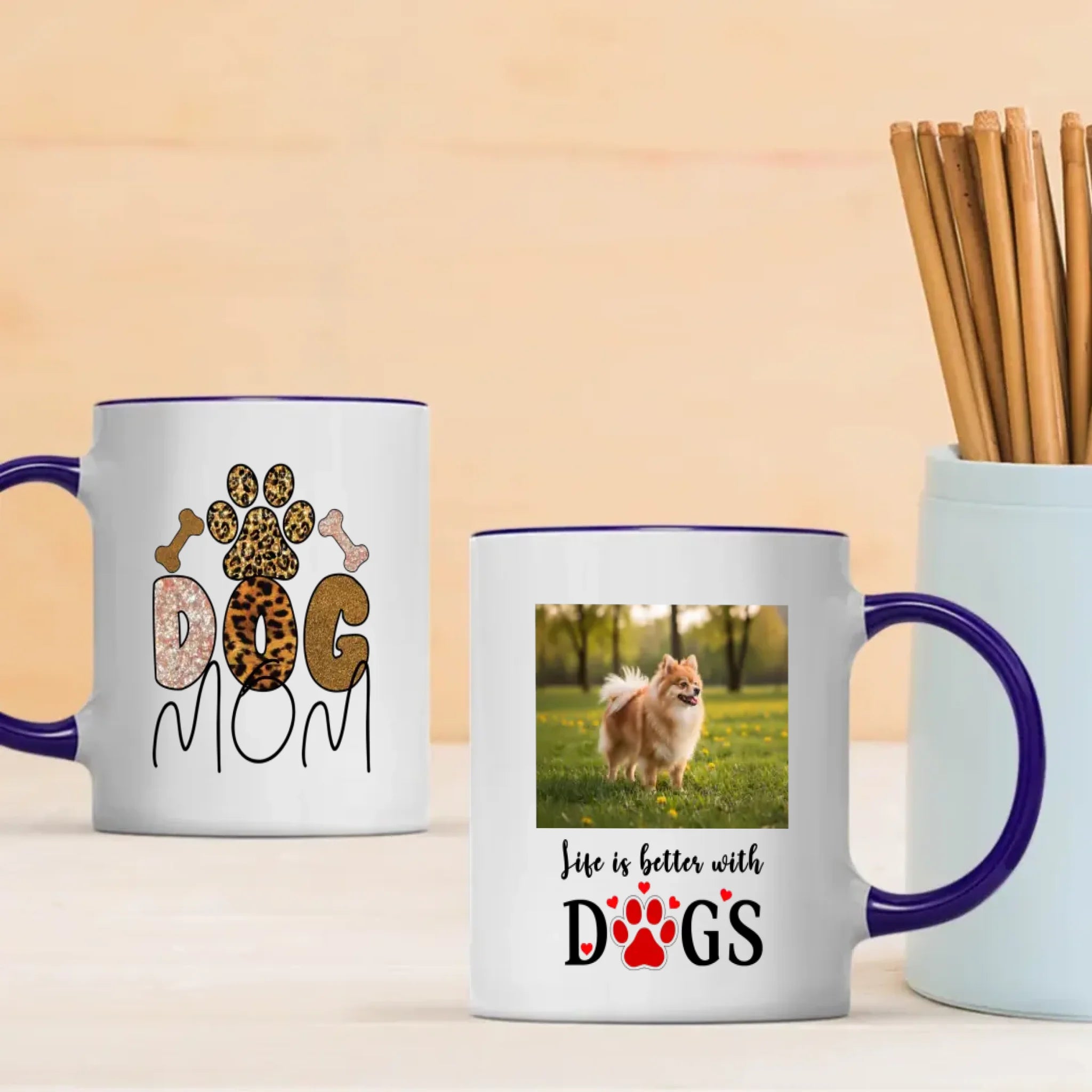 Customized Pomeranian Mug With Photo For Dog Lovers - Dog Mom & Life Is Better With Dogs - 89Prints