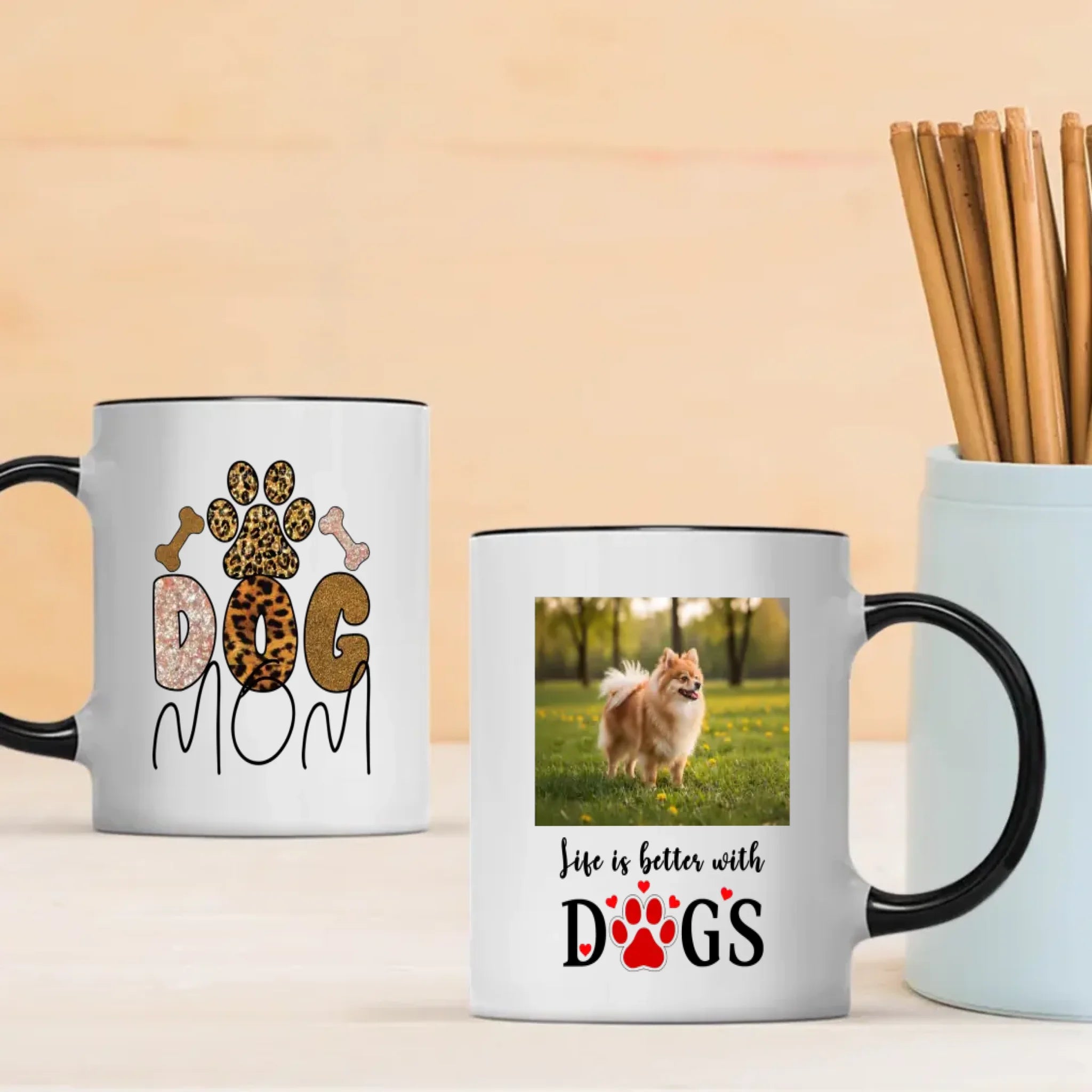 Customized Pomeranian Mug With Photo For Dog Lovers - Dog Mom & Life Is Better With Dogs - 89Prints