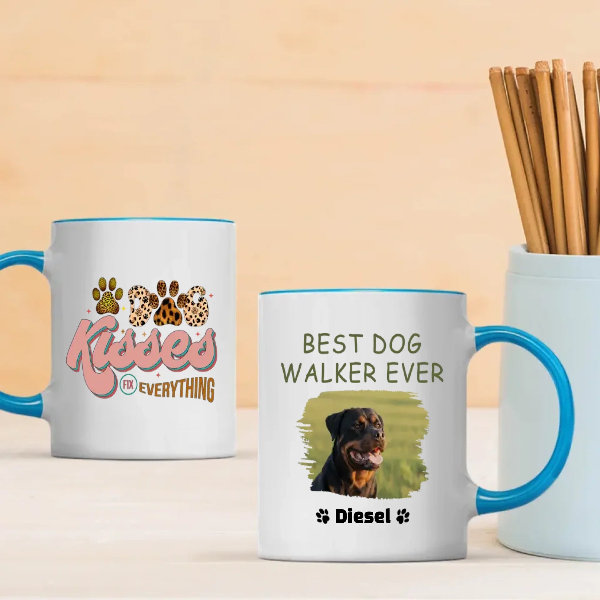 Customized Rottweiler Mug With Photo For Dog Lovers - Best Dog Walker Ever - 89Prints
