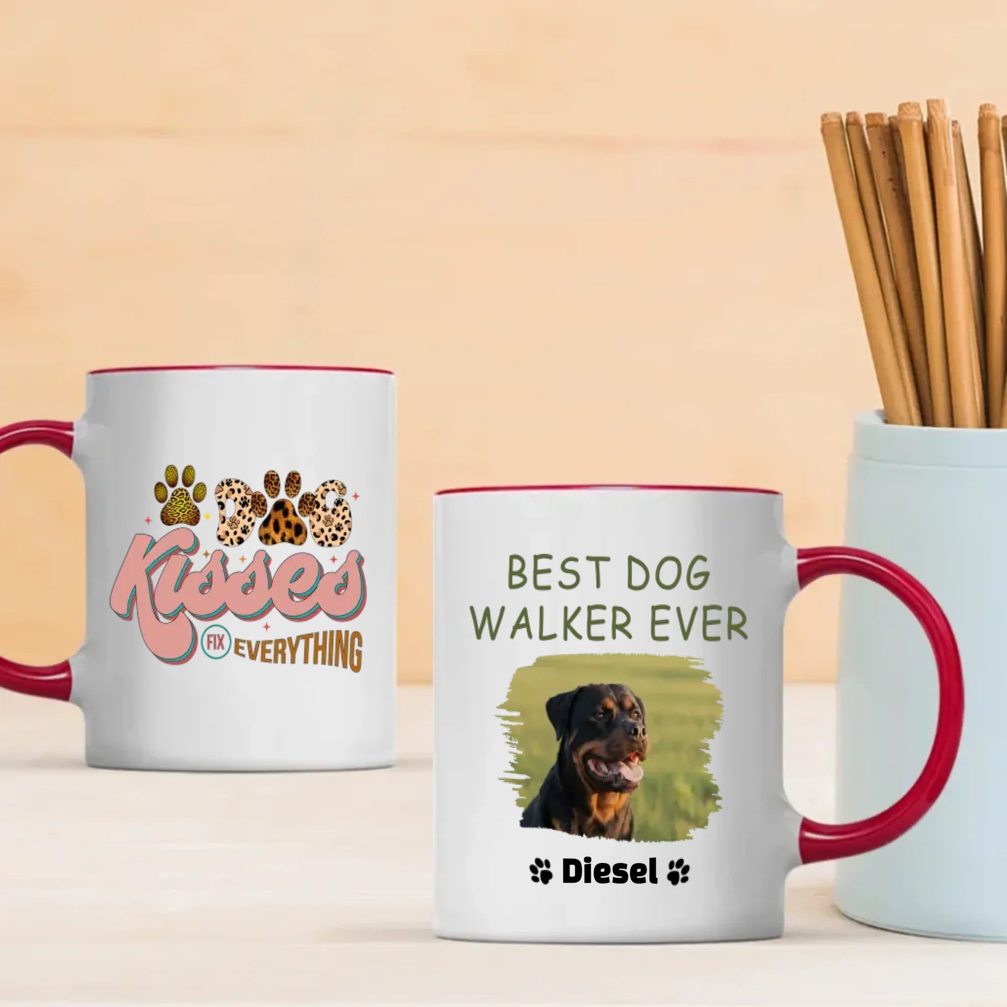Customized Rottweiler Mug With Photo For Dog Lovers - Best Dog Walker Ever - 89Prints