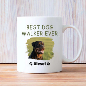 Customized Rottweiler Mug With Photo For Dog Lovers - Best Dog Walker Ever - 89Prints