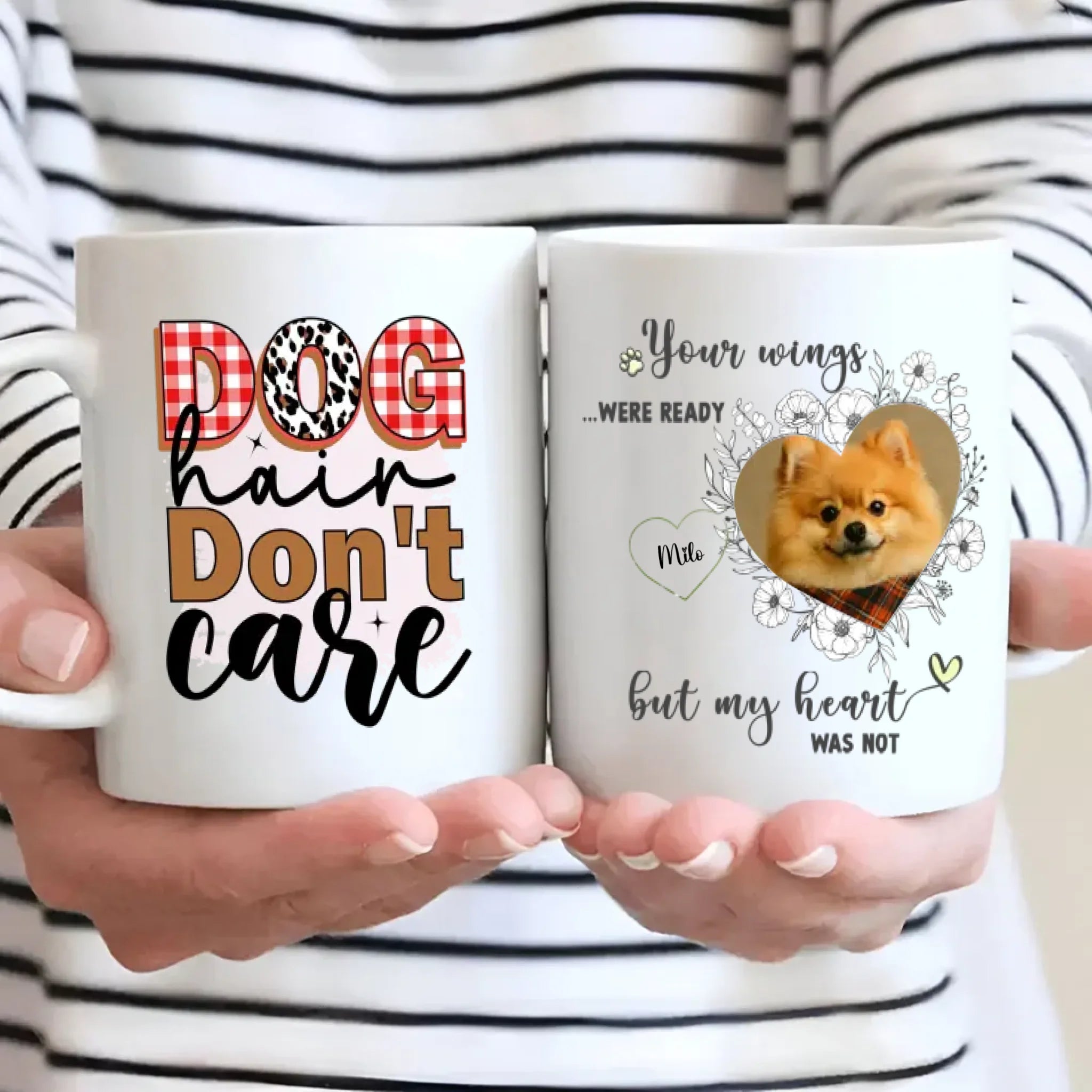 Personalized Pomeranian Memorial Mug - The Quote 'Dog Hair Don't Care' With Custom Your Photo And Dog's Name - 89Prints