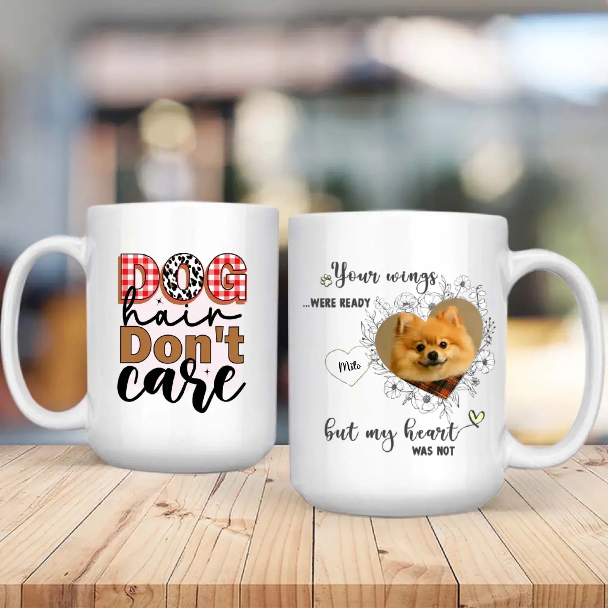Personalized Pomeranian Memorial Mug - The Quote 'Dog Hair Don't Care' With Custom Your Photo And Dog's Name - 89Prints