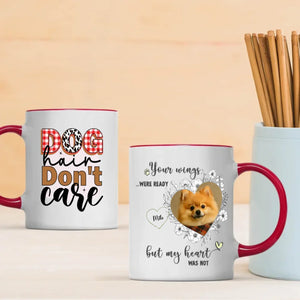 Personalized Pomeranian Memorial Mug - The Quote 'Dog Hair Don't Care' With Custom Your Photo And Dog's Name - 89Prints