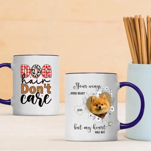 Personalized Pomeranian Memorial Mug - The Quote 'Dog Hair Don't Care' With Custom Your Photo And Dog's Name - 89Prints