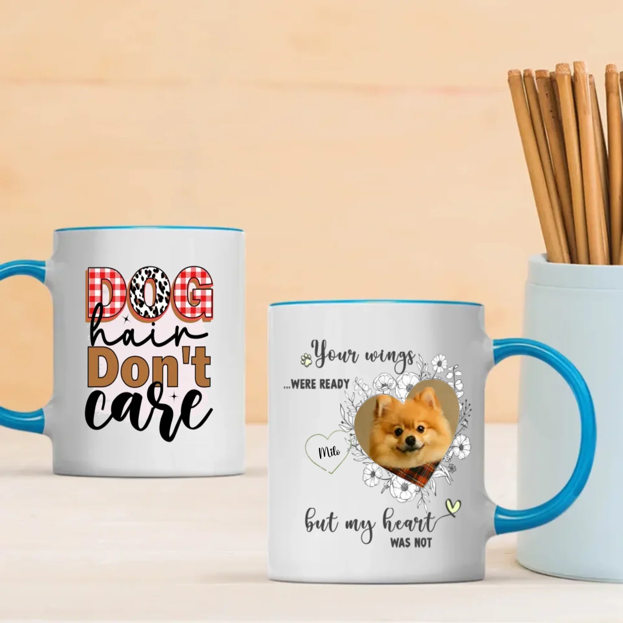 Personalized Pomeranian Memorial Mug - The Quote 'Dog Hair Don't Care' With Custom Your Photo And Dog's Name - 89Prints