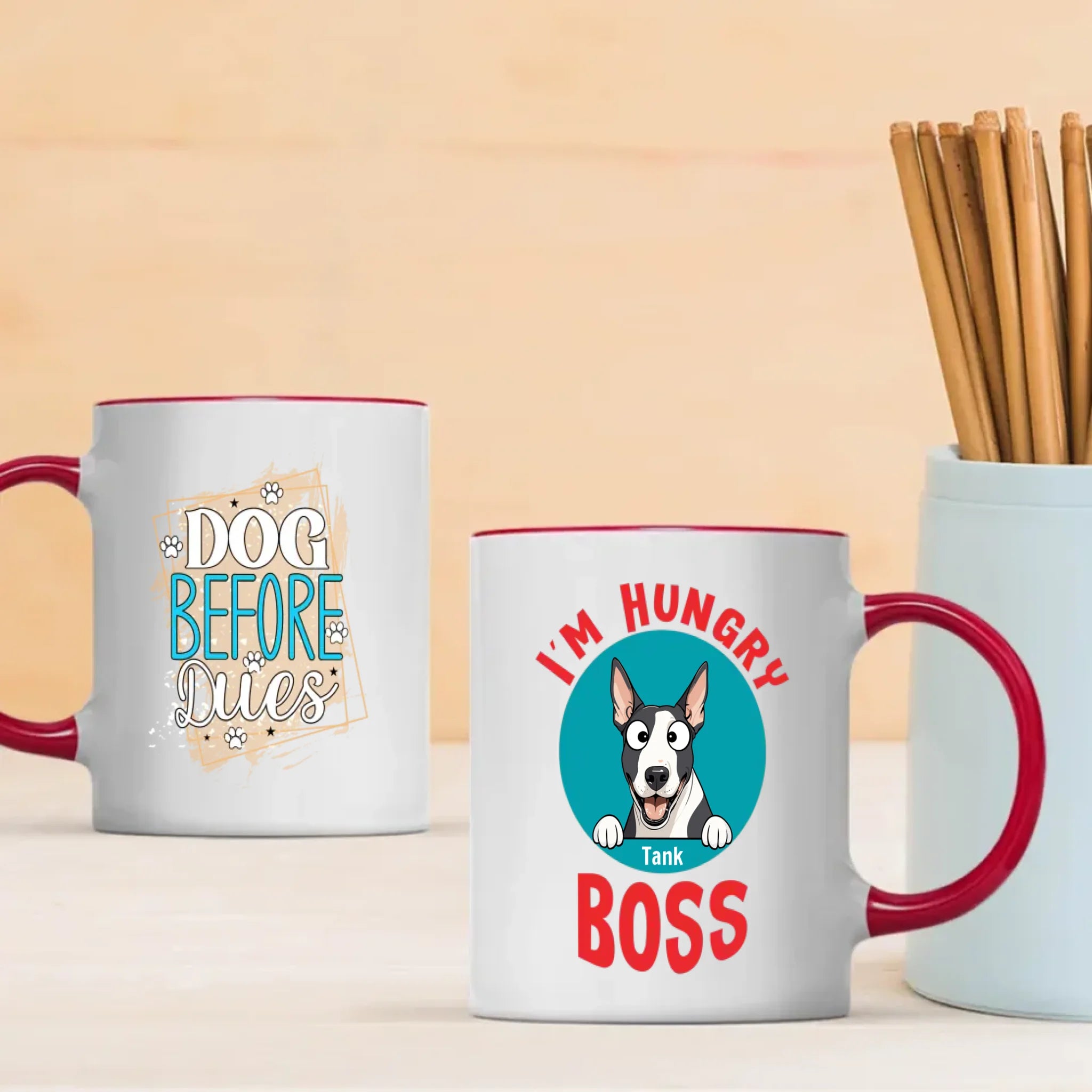 Custom Bull Terrier Mug - I'm Hungry Boss Personalized Photo & Name Gift - 89Prints