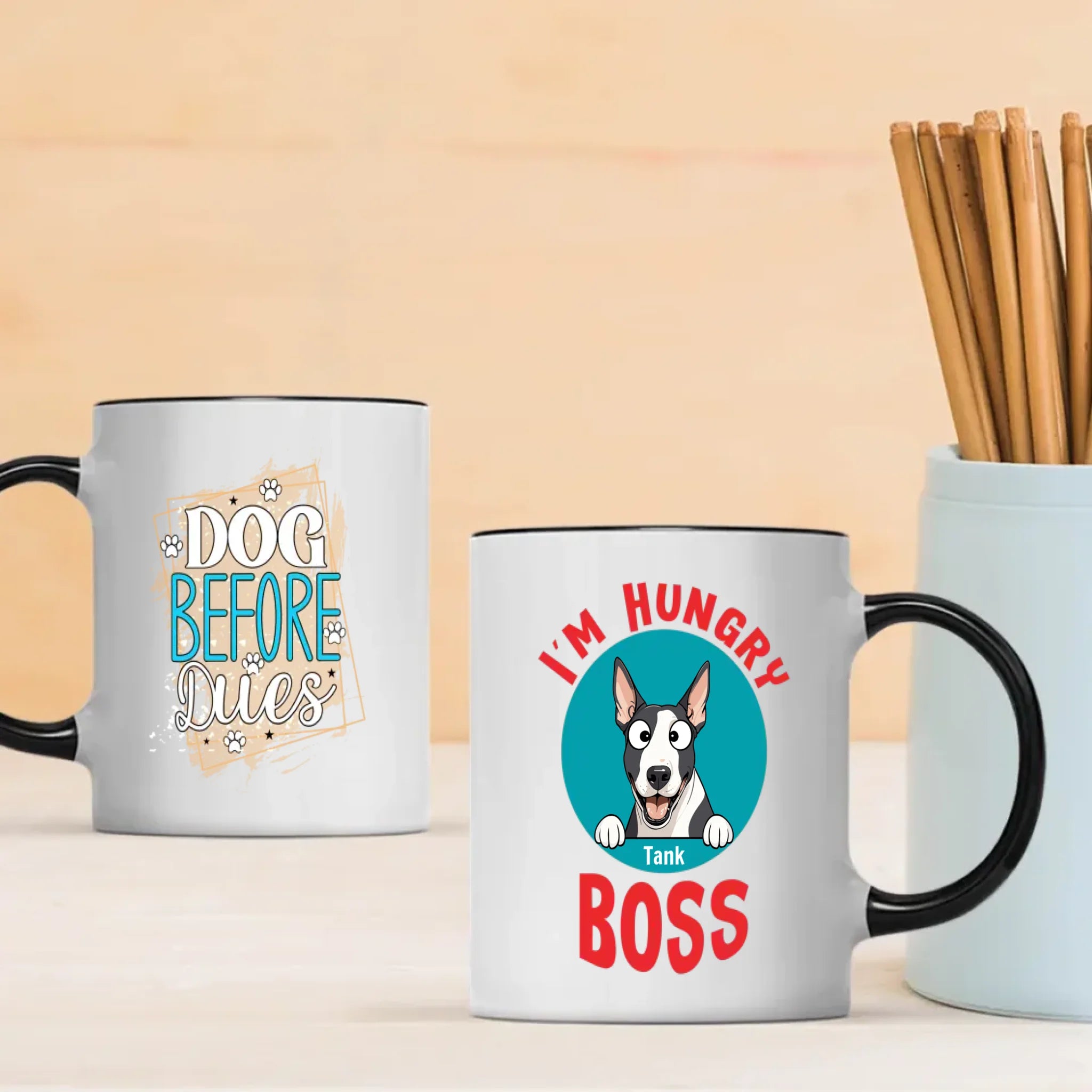 Custom Bull Terrier Mug - I'm Hungry Boss Personalized Photo & Name Gift - 89Prints