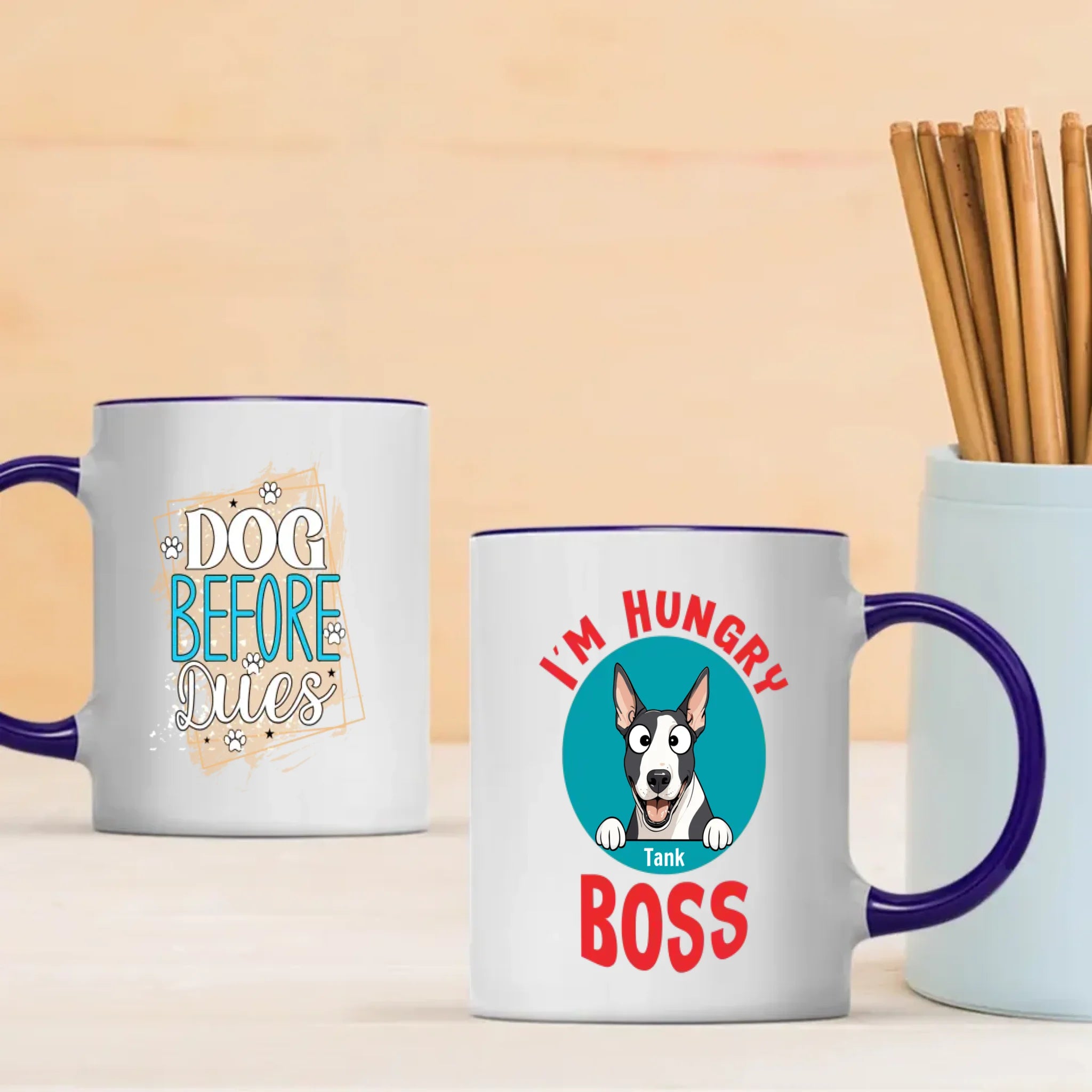 Custom Bull Terrier Mug - I'm Hungry Boss Personalized Photo & Name Gift - 89Prints