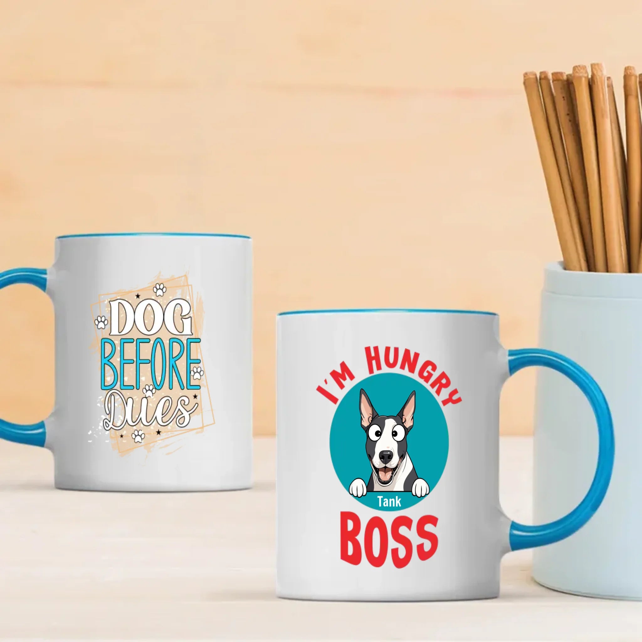 Custom Bull Terrier Mug - I'm Hungry Boss Personalized Photo & Name Gift - 89Prints