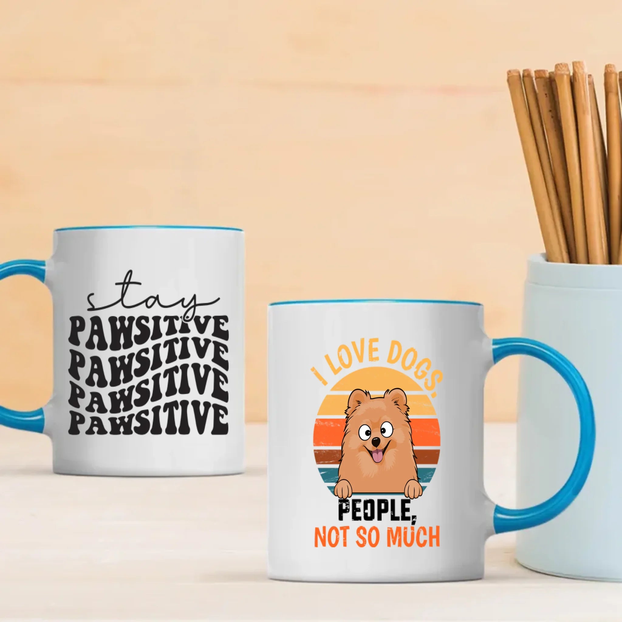 Customized Pomeranian Mug For Dog Lovers - Stay Pawsitive - I Love Dogs, People Not So Much - 89Prints