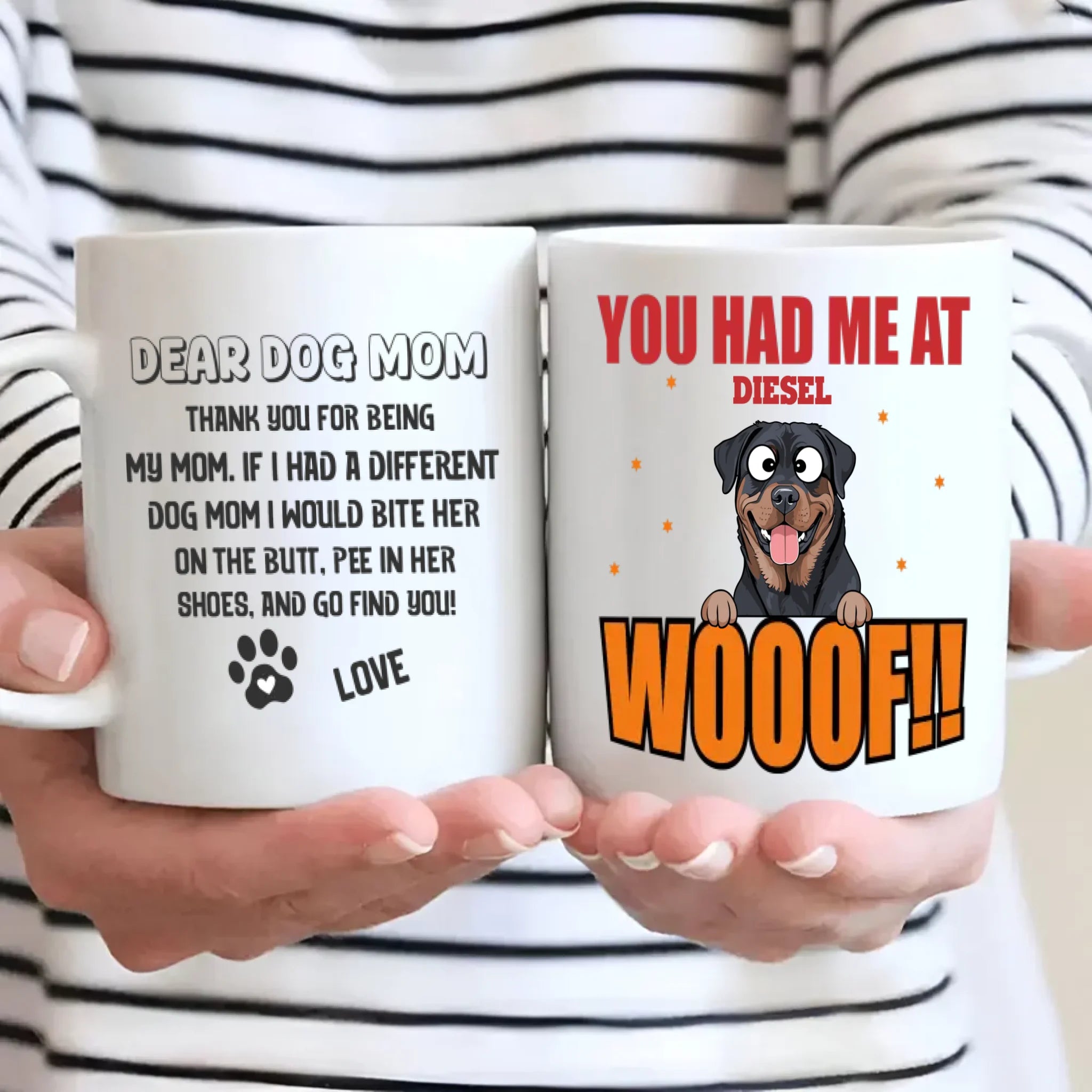 Customized Rottweiler Mug For Dog Mom - You Had Me At Woof - Dear Dog Mom - 89Prints