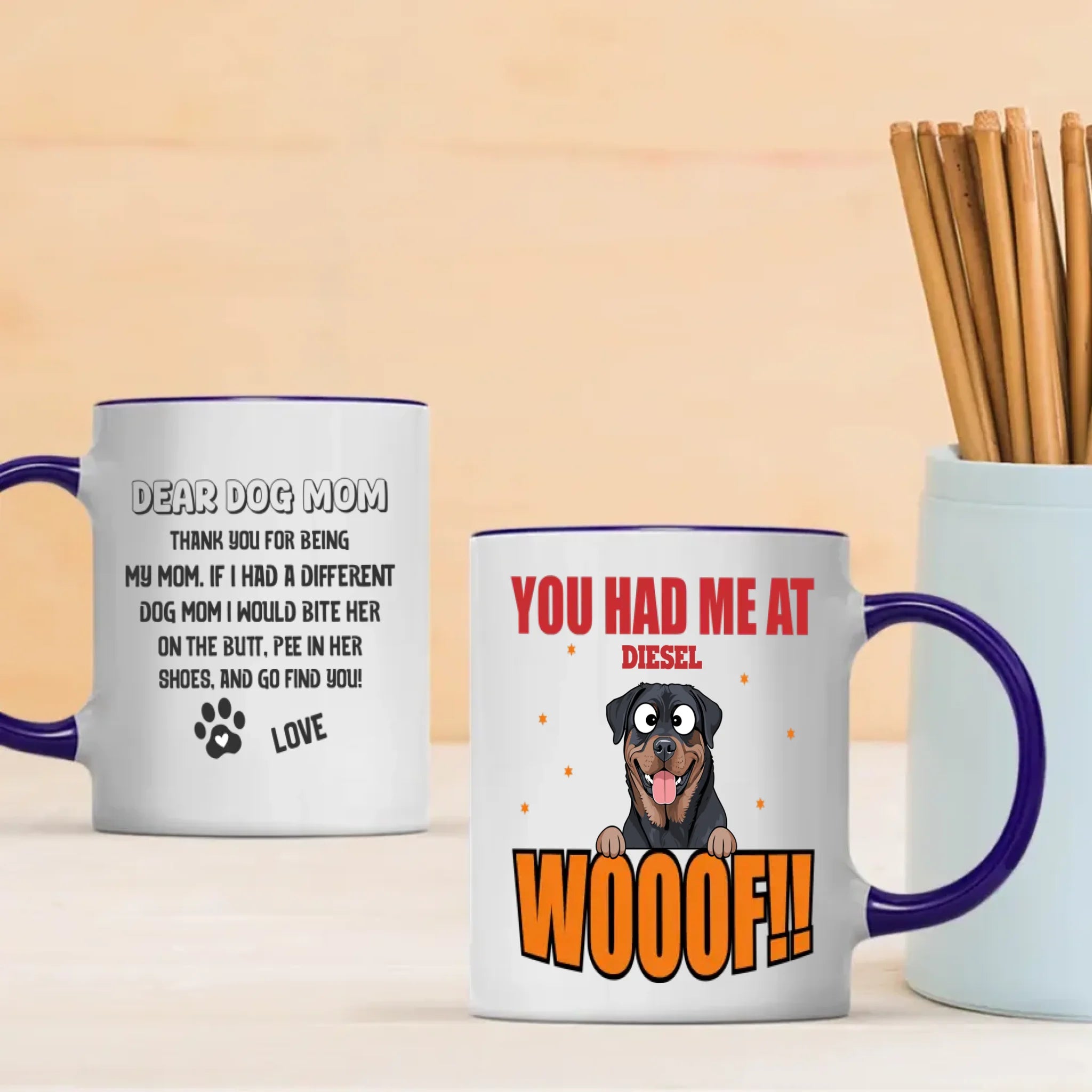 Customized Rottweiler Mug For Dog Mom - You Had Me At Woof - Dear Dog Mom - 89Prints