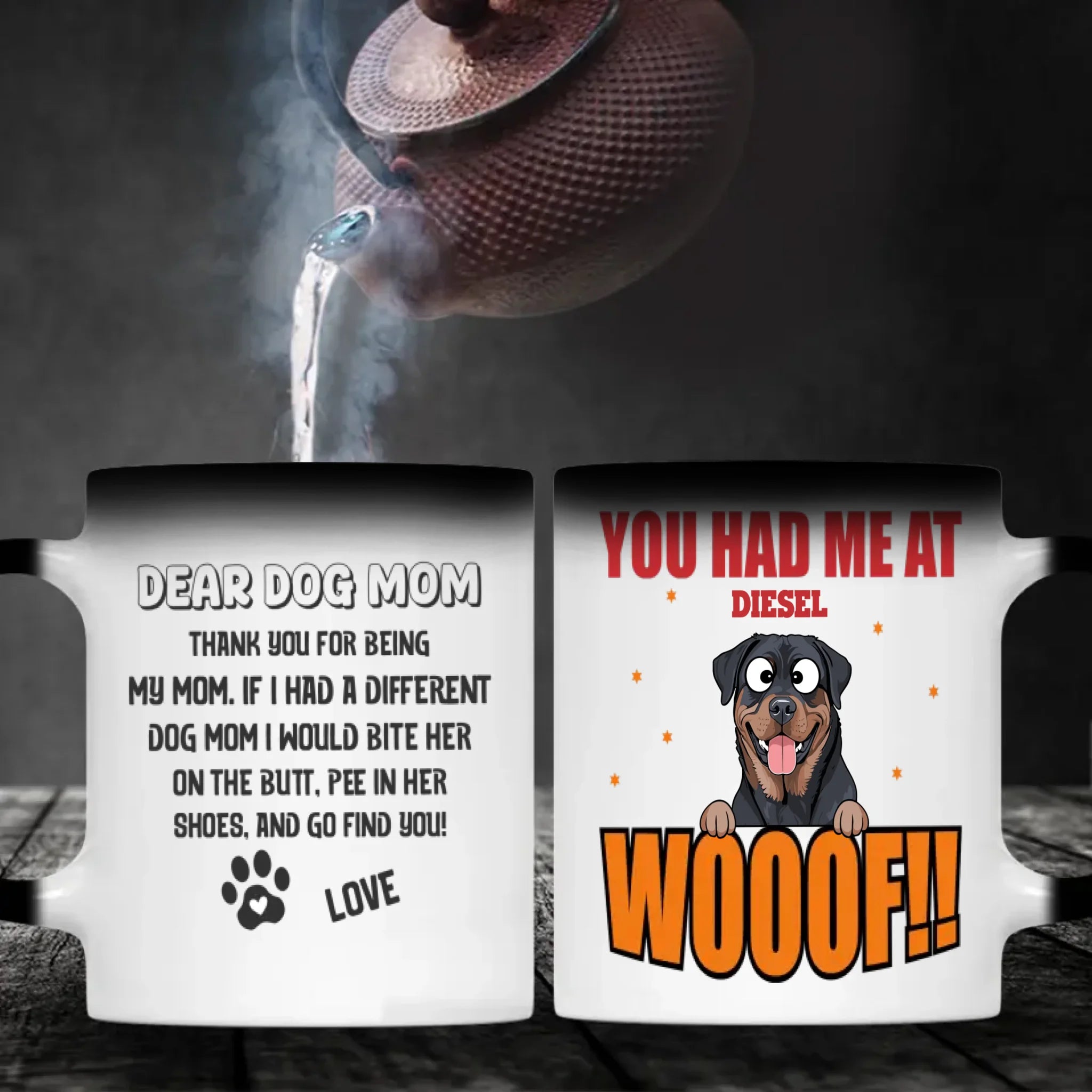 Customized Rottweiler Mug For Dog Mom - You Had Me At Woof - Dear Dog Mom - 89Prints