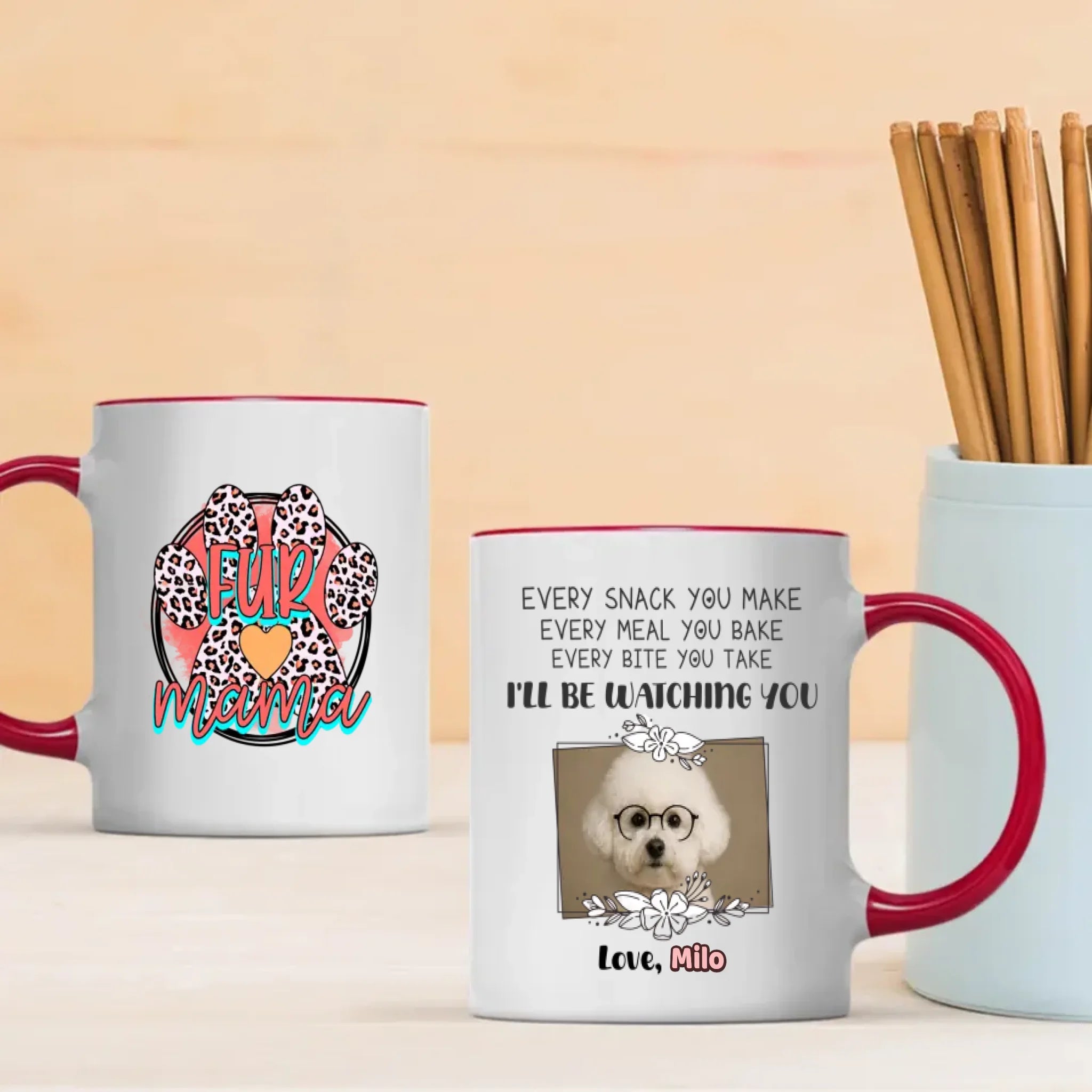 Personalized Bichon Frise Mug – I'll Be Watching You With Custom Upload Photo And Name - 89Prints