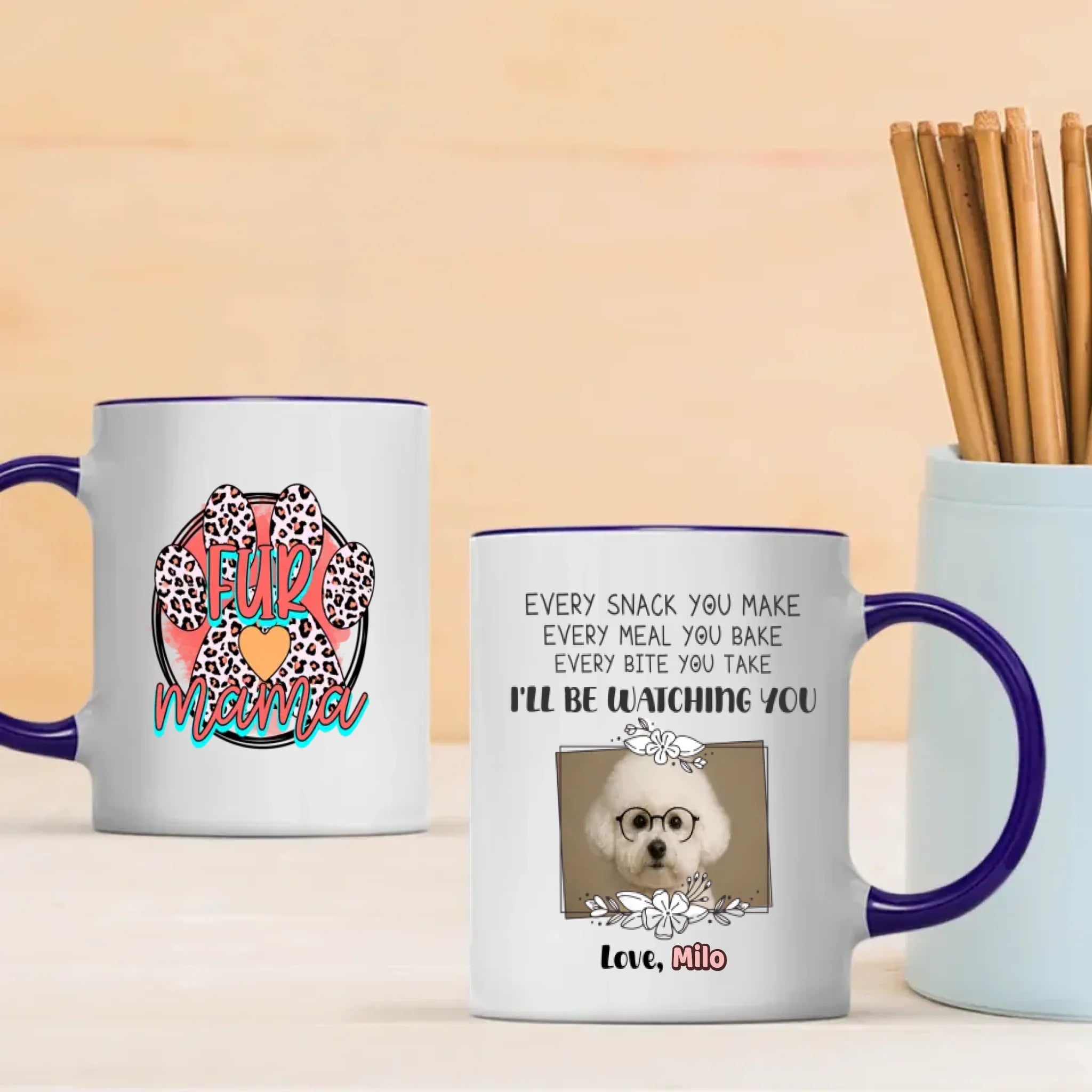 Personalized Bichon Frise Mug – I'll Be Watching You With Custom Upload Photo And Name - 89Prints