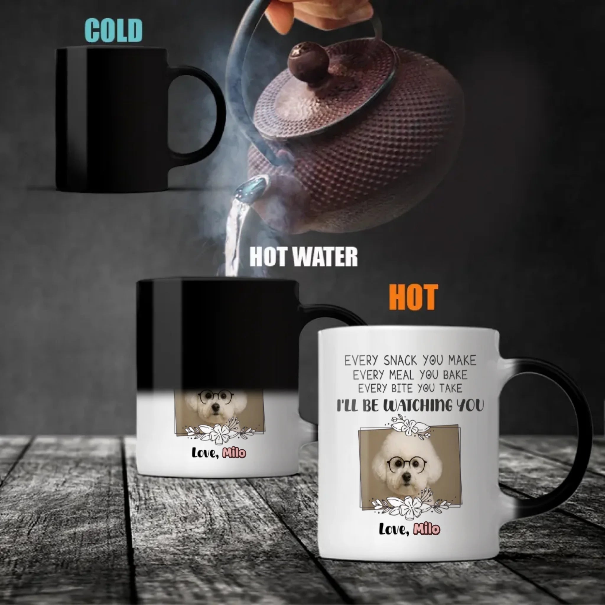 Personalized Bichon Frise Mug – I'll Be Watching You With Custom Upload Photo And Name - 89Prints