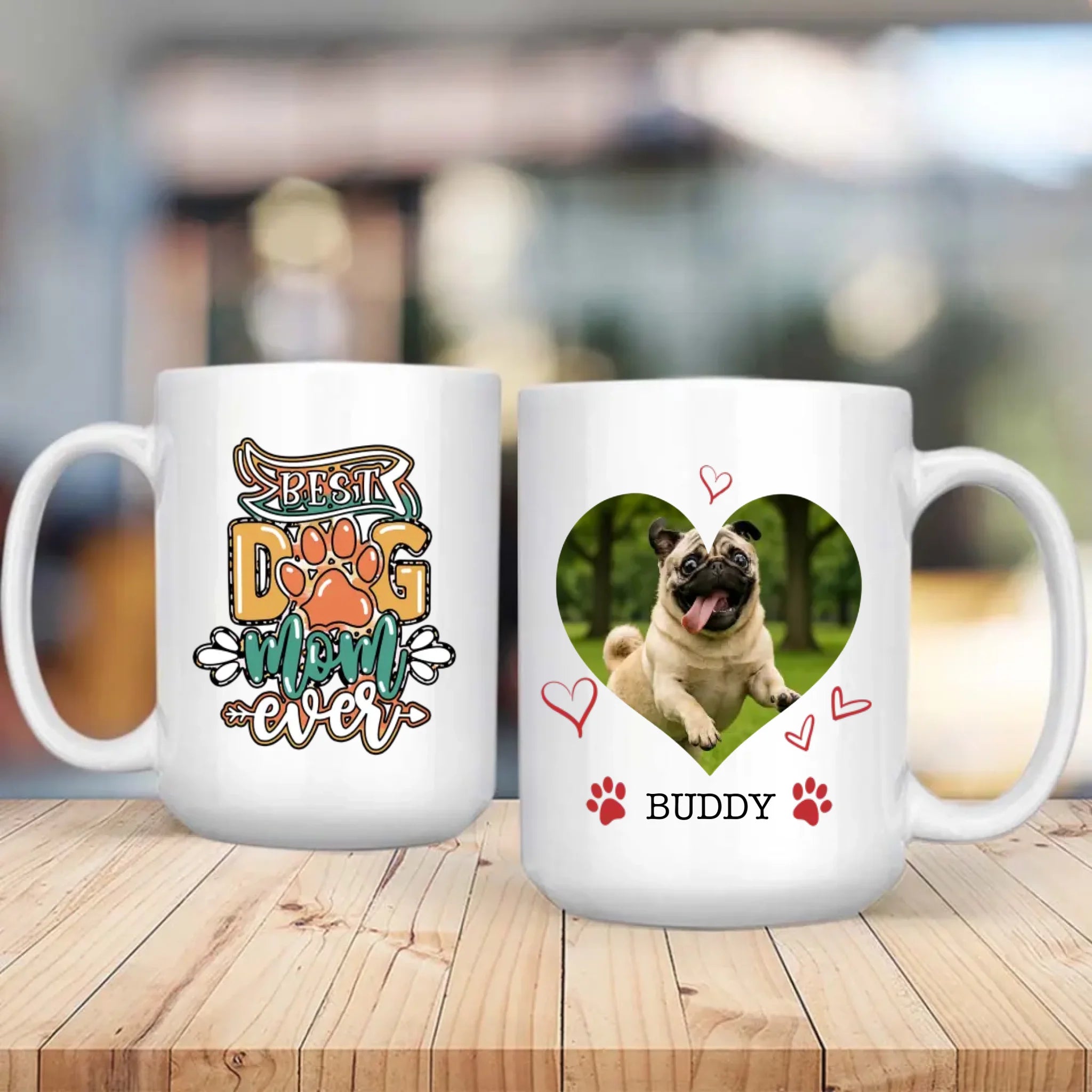 Personalized Pug Mug – Best Dog Mom Ever With Upload a Photo & Name for Personalization - 89Prints