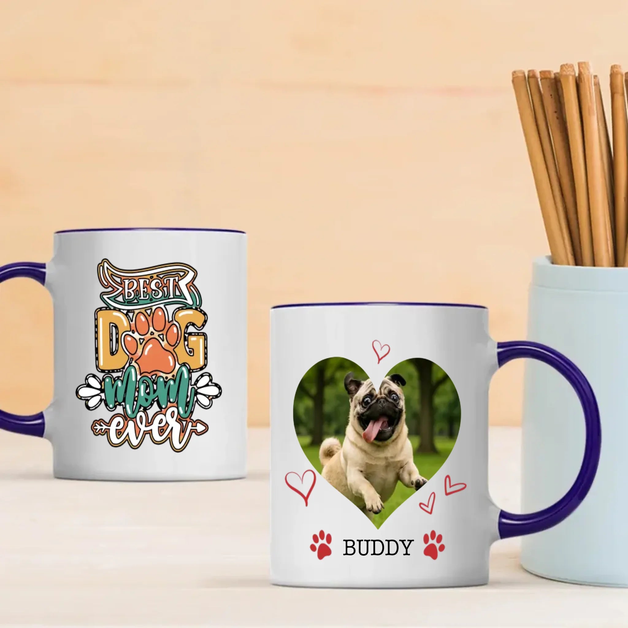 Personalized Pug Mug – Best Dog Mom Ever With Upload a Photo & Name for Personalization - 89Prints