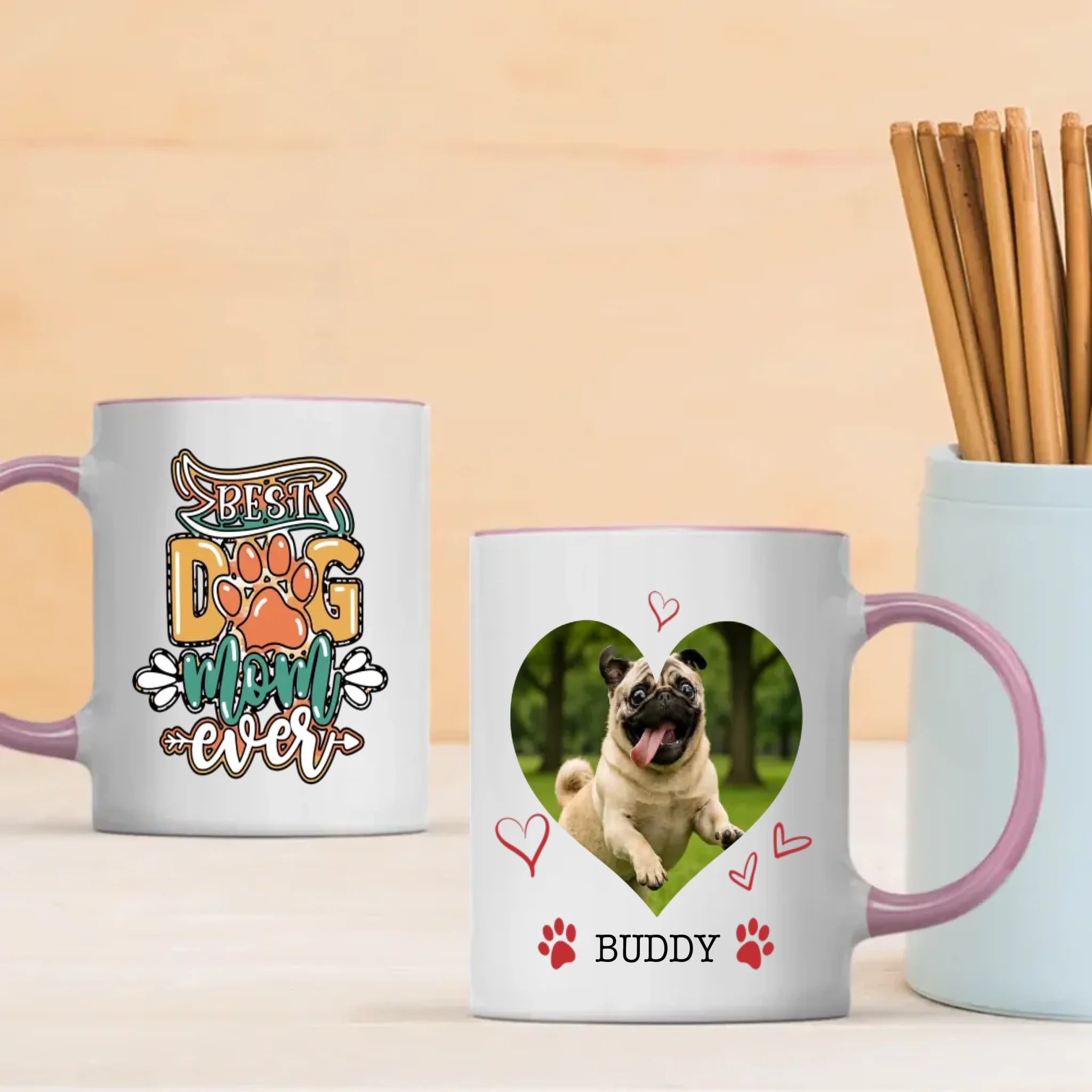 Personalized Pug Mug – Best Dog Mom Ever With Upload a Photo & Name for Personalization - 89Prints