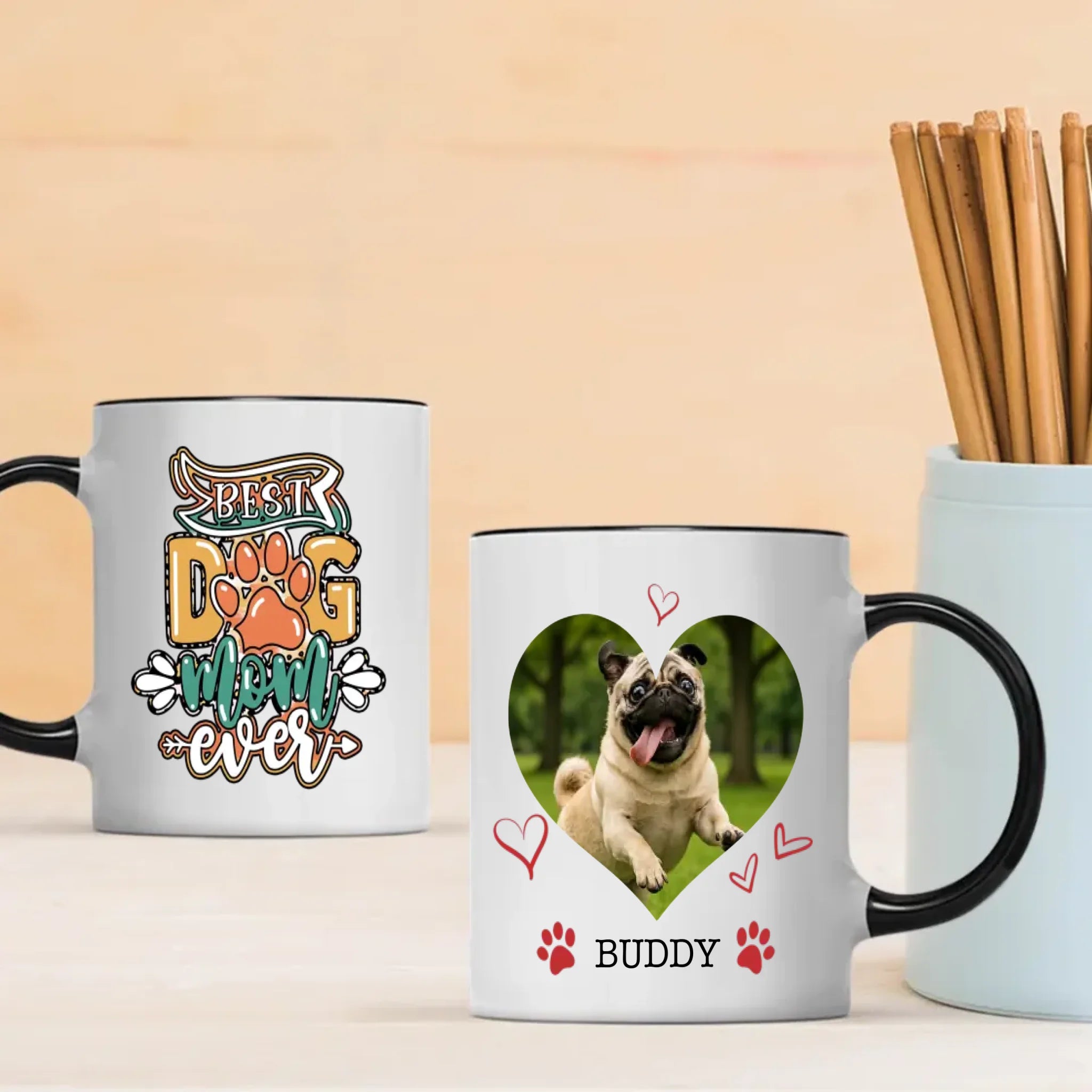 Personalized Pug Mug – Best Dog Mom Ever With Upload a Photo & Name for Personalization - 89Prints