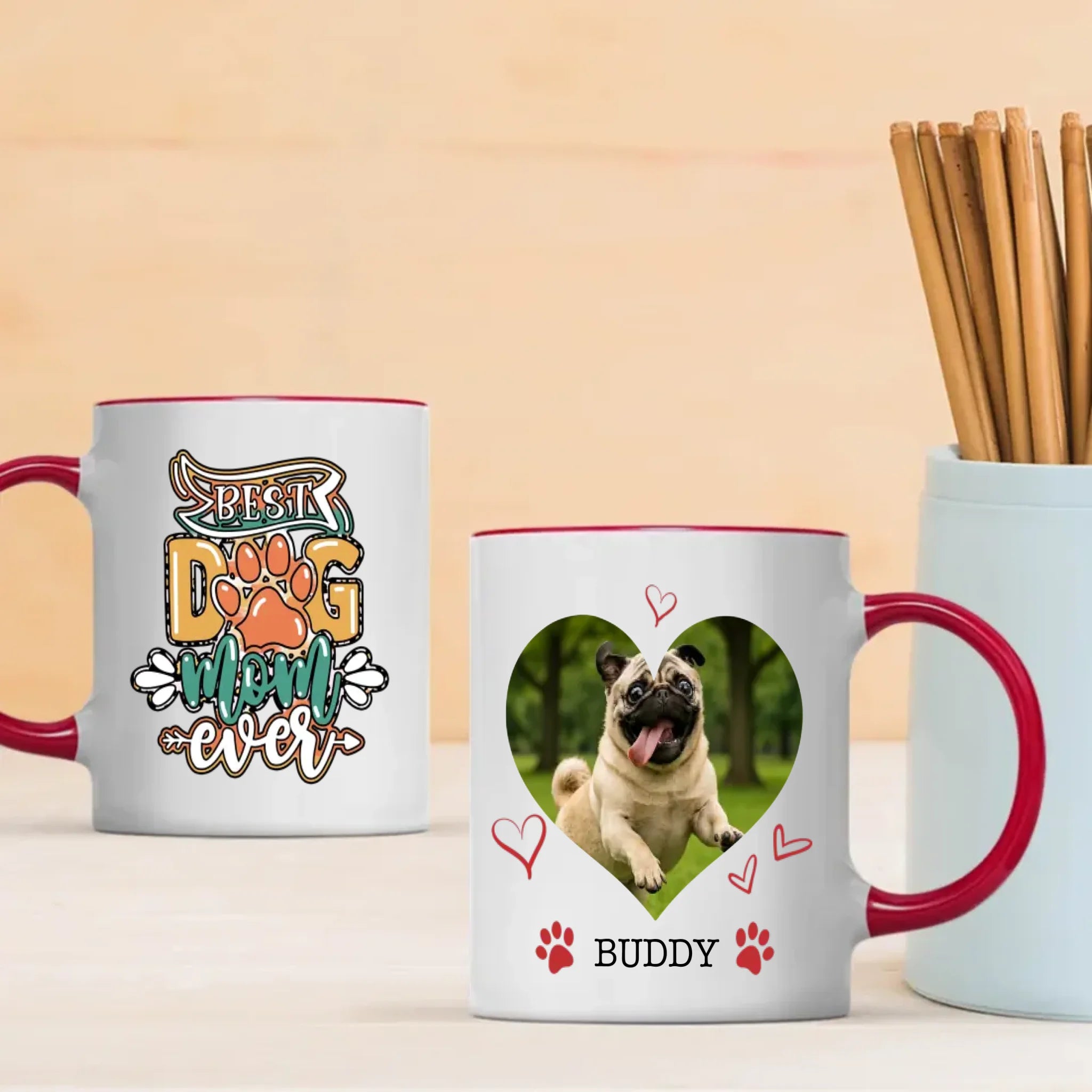 Personalized Pug Mug – Best Dog Mom Ever With Upload a Photo & Name for Personalization - 89Prints