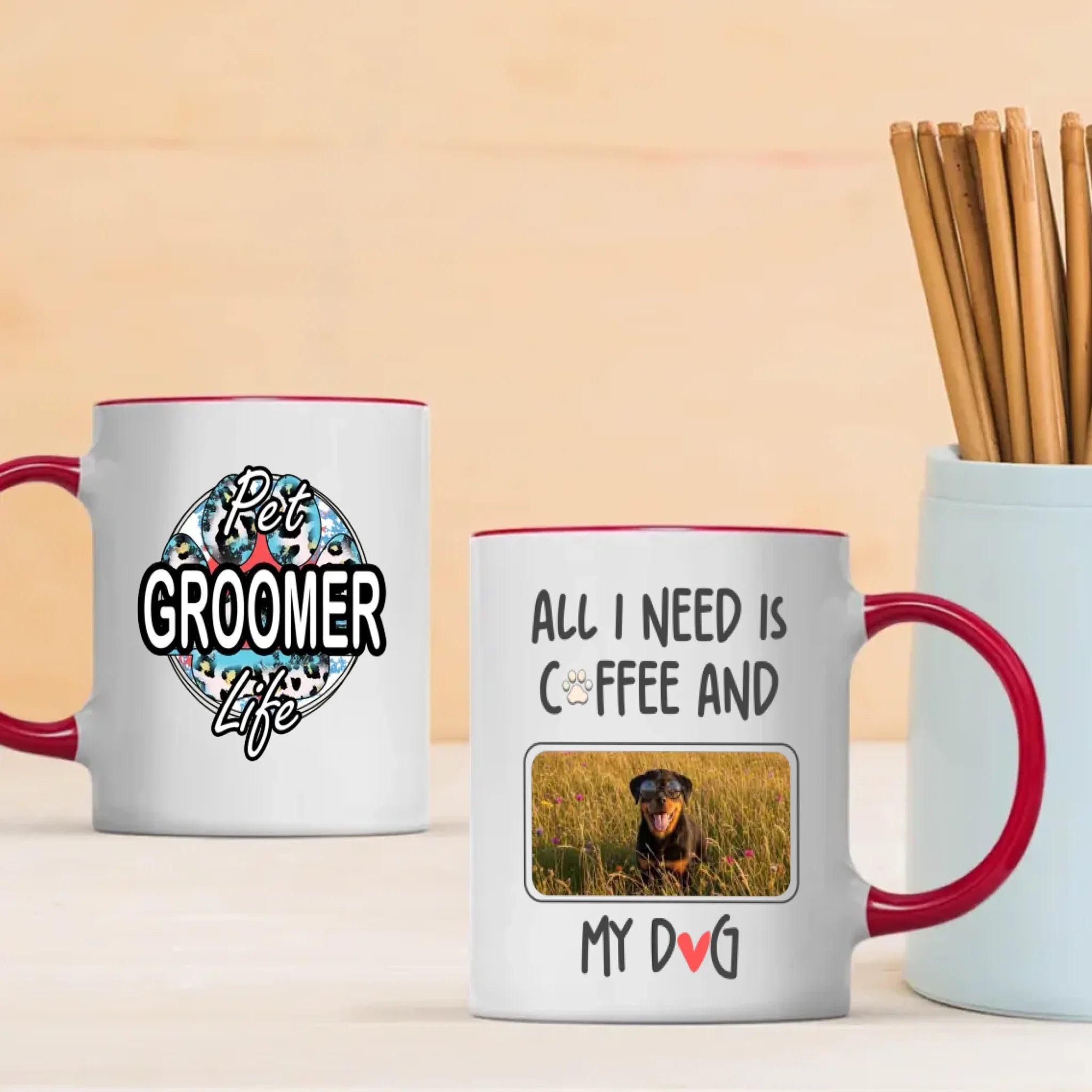 Customized Rottweiler Mug - Pet Groomer Life With Custom Photo for Personalization - 89Prints