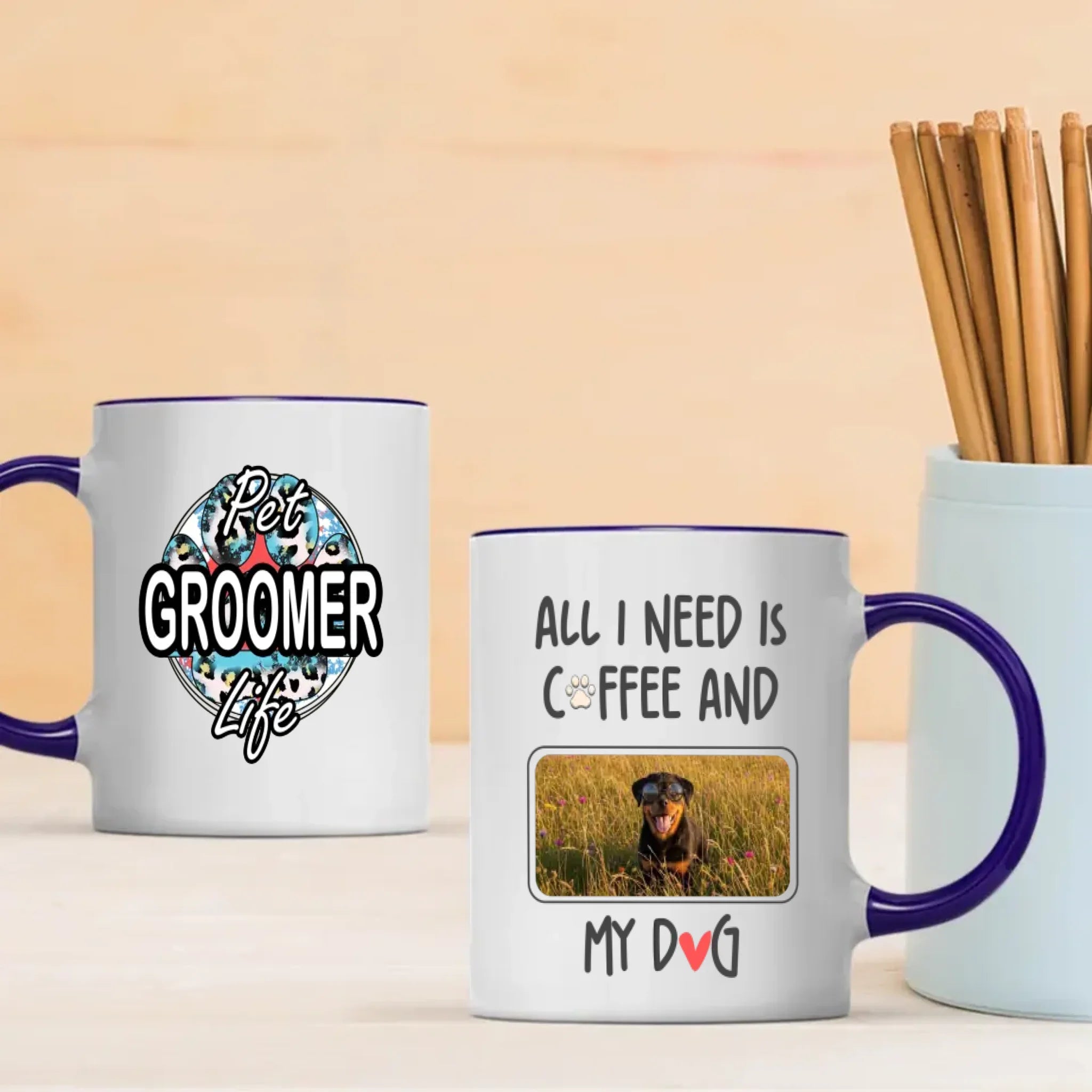 Customized Rottweiler Mug - Pet Groomer Life With Custom Photo for Personalization - 89Prints