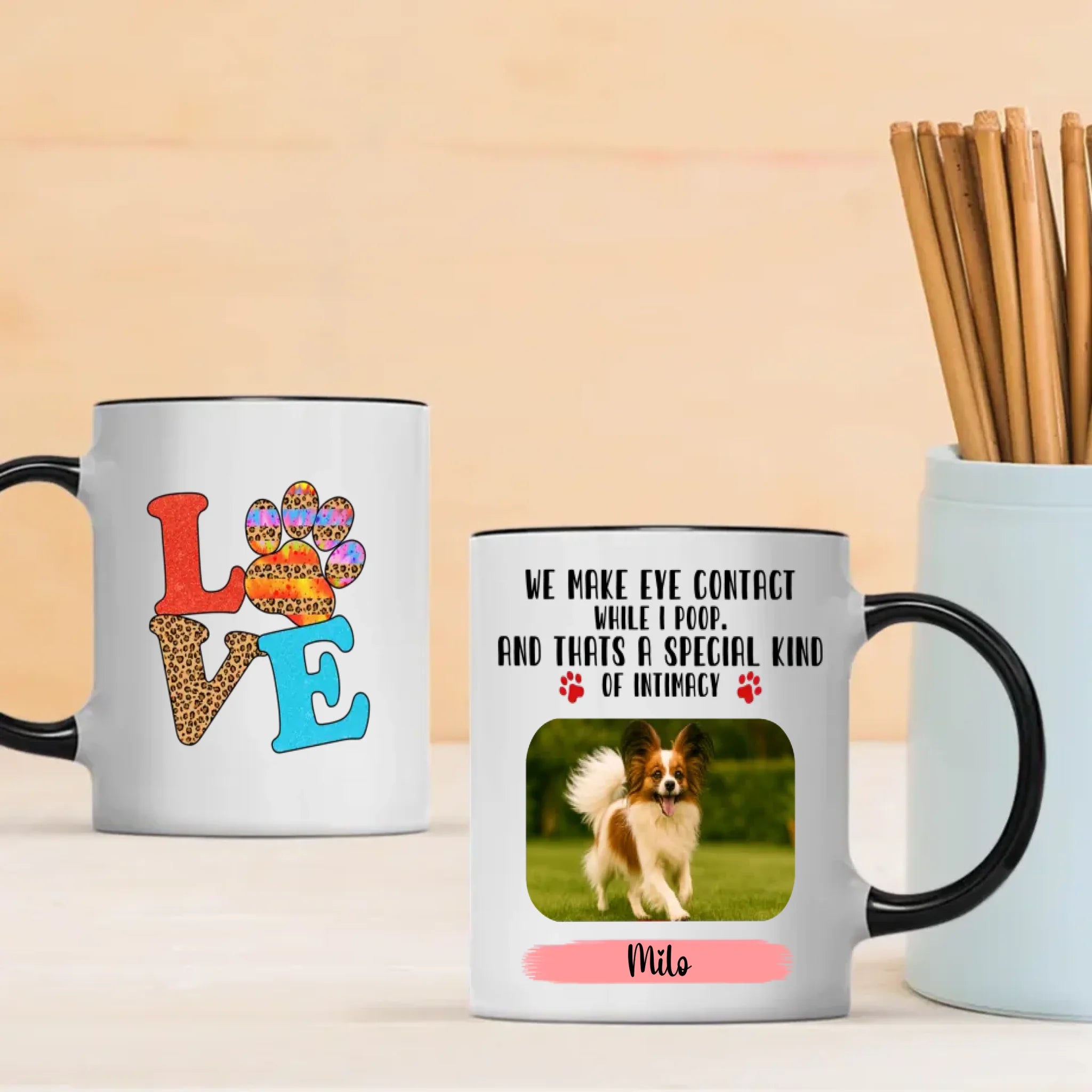Personalized Pomeranian Mug With Custom Upload Photo And Name - We Make Eye Contact While I Poop - 89Prints