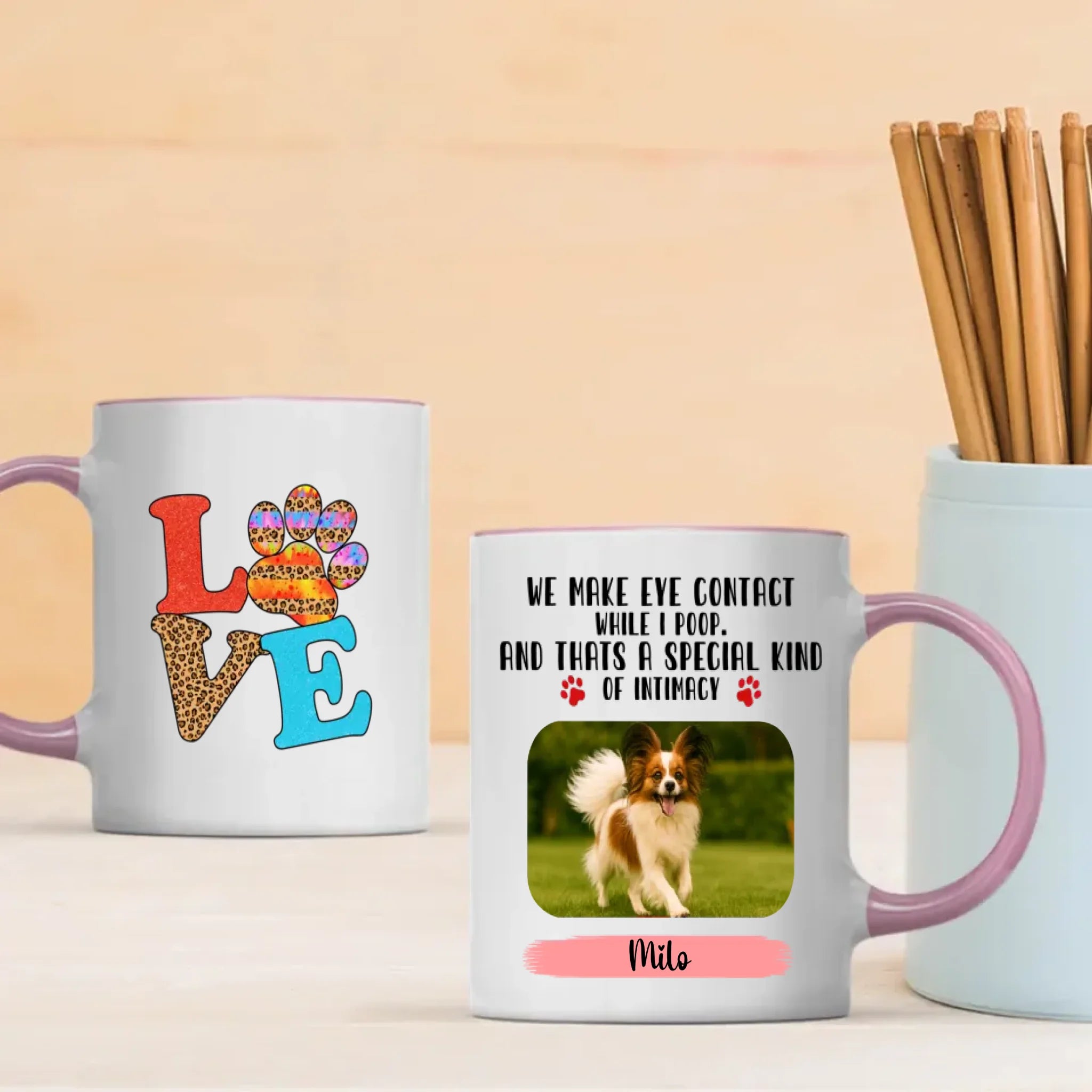 Personalized Pomeranian Mug With Custom Upload Photo And Name - We Make Eye Contact While I Poop - 89Prints