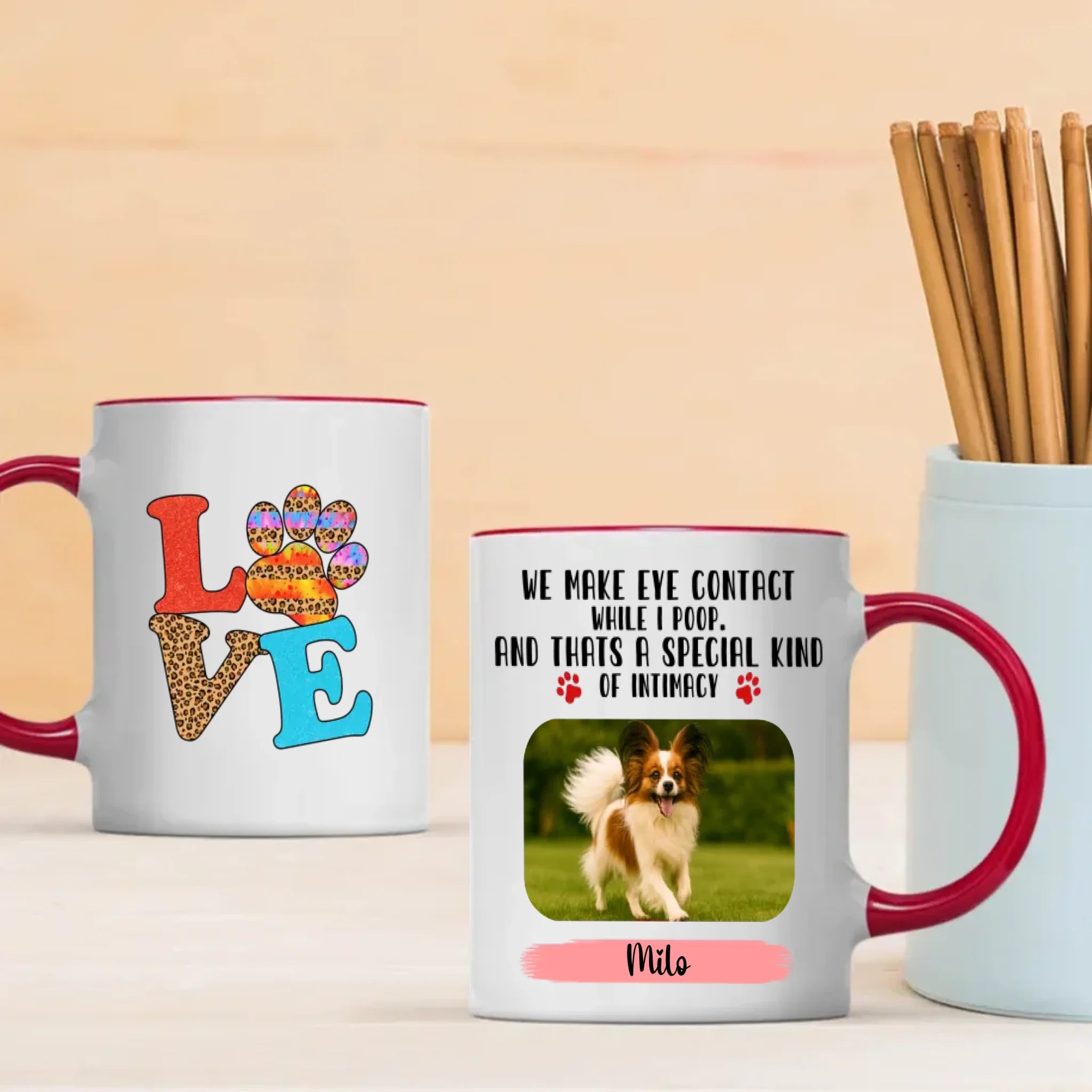 Personalized Pomeranian Mug With Custom Upload Photo And Name - We Make Eye Contact While I Poop - 89Prints