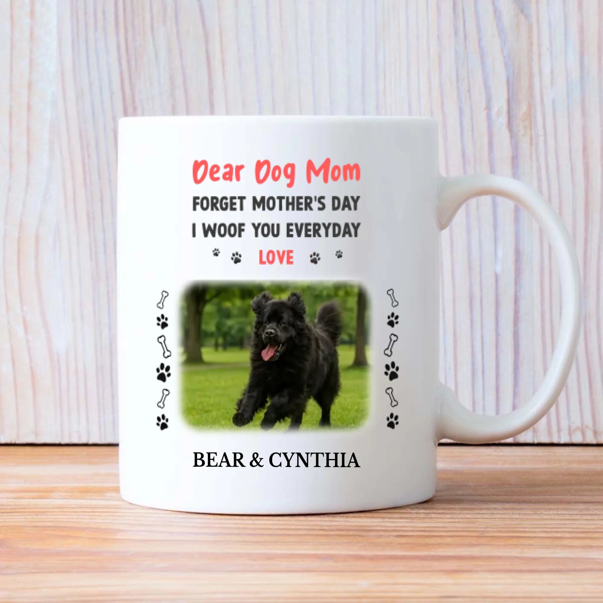 Personalized Newfoundland Mug - Dear Dog Mom - Custom Photo & Name - 89Prints