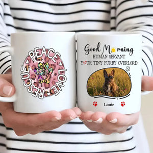 Personalized French Bulldog Mug With Custom Upload Photo And Name - Peace Love Rescue - 89Prints