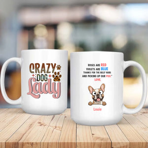Custom French Bulldog Unique Mug - Personalize With The Quote 'Crazy Dog Lady' And Dog Clipart - 89Prints