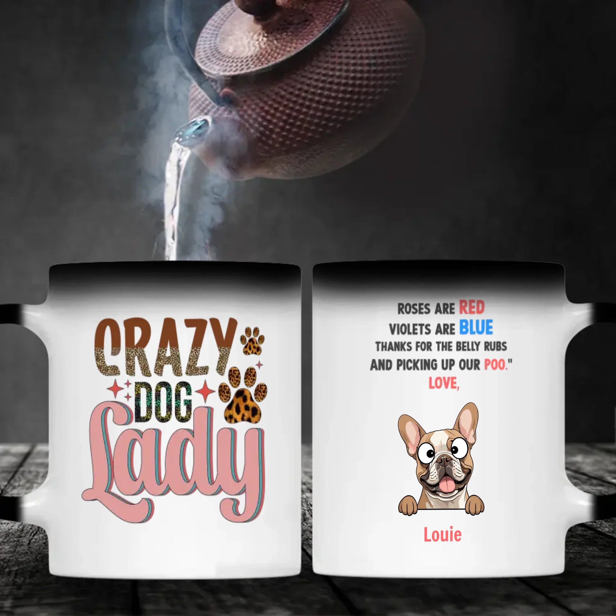 Custom French Bulldog Unique Mug - Personalize With The Quote 'Crazy Dog Lady' And Dog Clipart - 89Prints