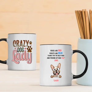 Custom French Bulldog Unique Mug - Personalize With The Quote 'Crazy Dog Lady' And Dog Clipart - 89Prints