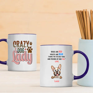 Custom French Bulldog Unique Mug - Personalize With The Quote 'Crazy Dog Lady' And Dog Clipart - 89Prints