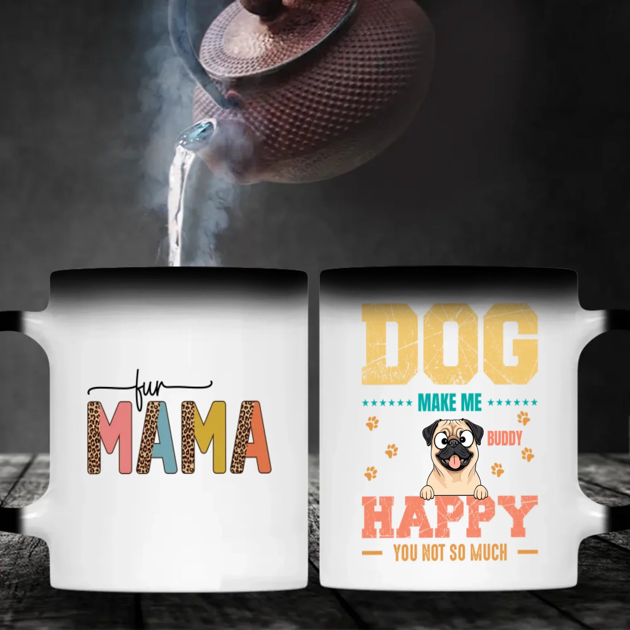 Personalized Pug Mug - 'Dog Make Me Happy' And Dog Clipart - 89Prints