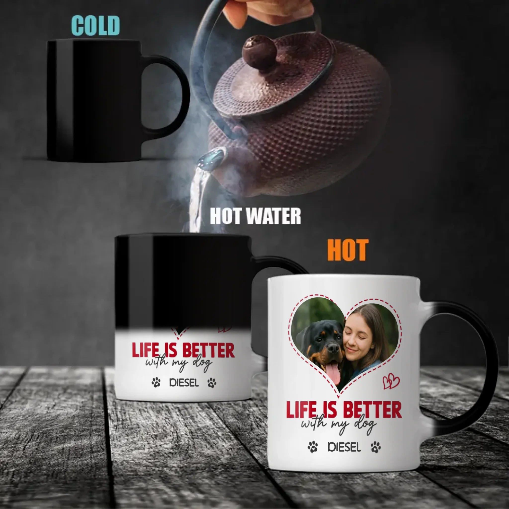 Custom Rottweiler Mug With Name & Photo – Life Is Better With My Dog - 89Prints
