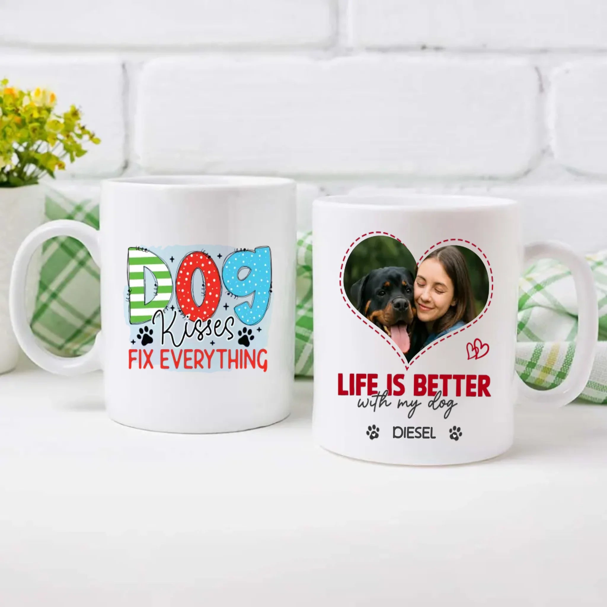 Custom Rottweiler Mug With Name & Photo – Life Is Better With My Dog - 89Prints