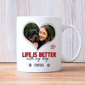 Custom Rottweiler Mug With Name & Photo – Life Is Better With My Dog - 89Prints