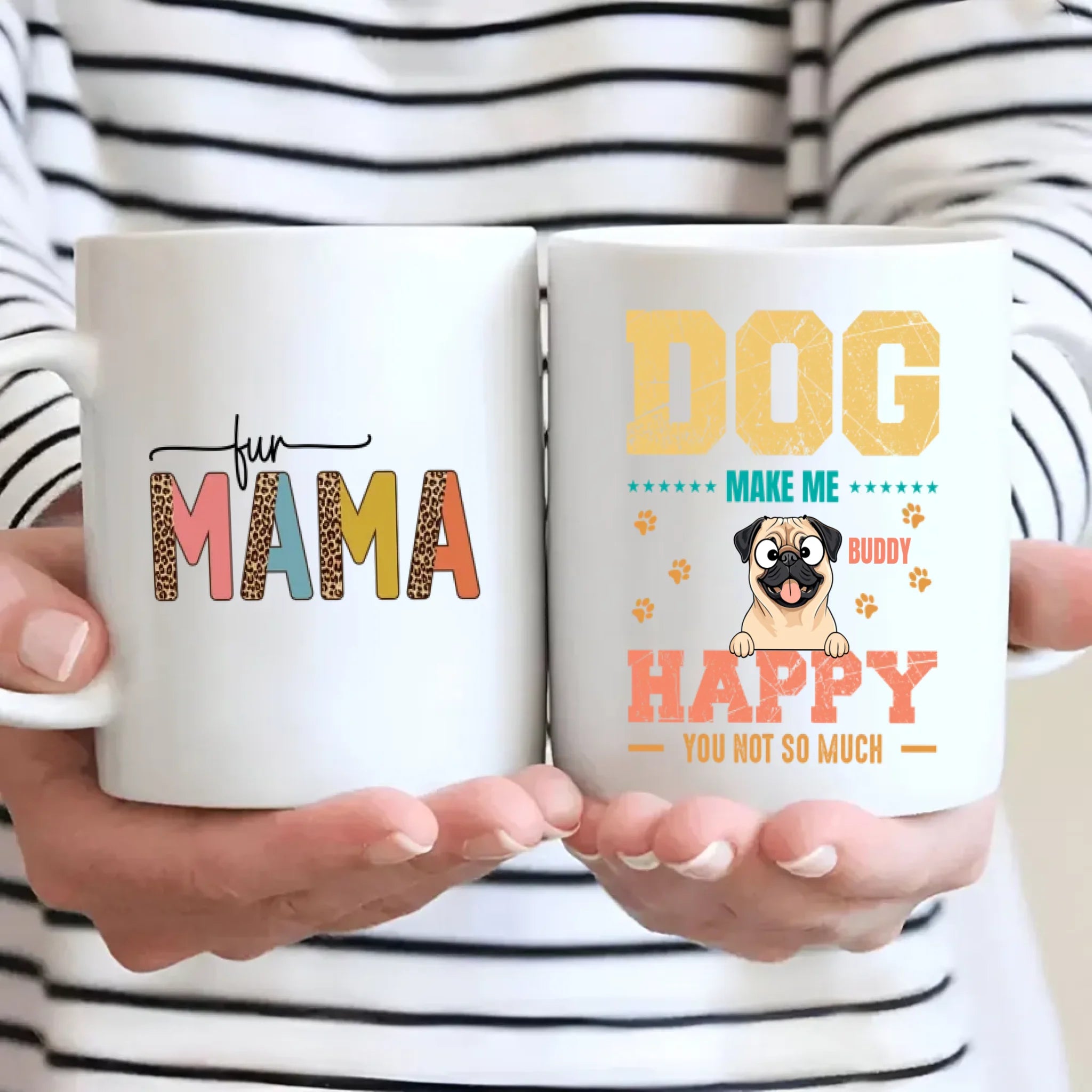 Personalized Pug Mug - 'Dog Make Me Happy' And Dog Clipart - 89Prints