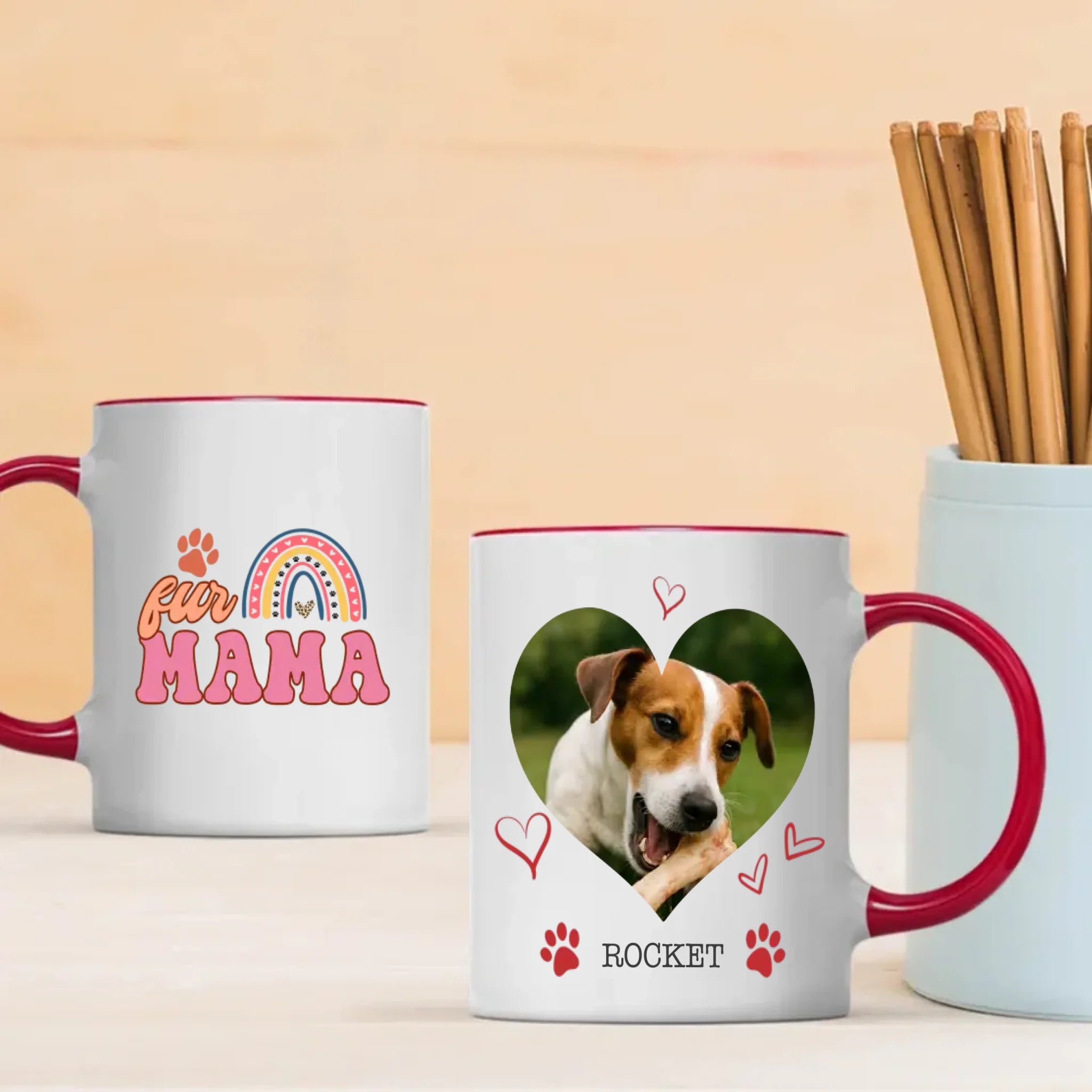 Custom Jack Russell Terrier Mug With The Quote 'Fur MaMa' And Dog Photo & Name - 89Prints