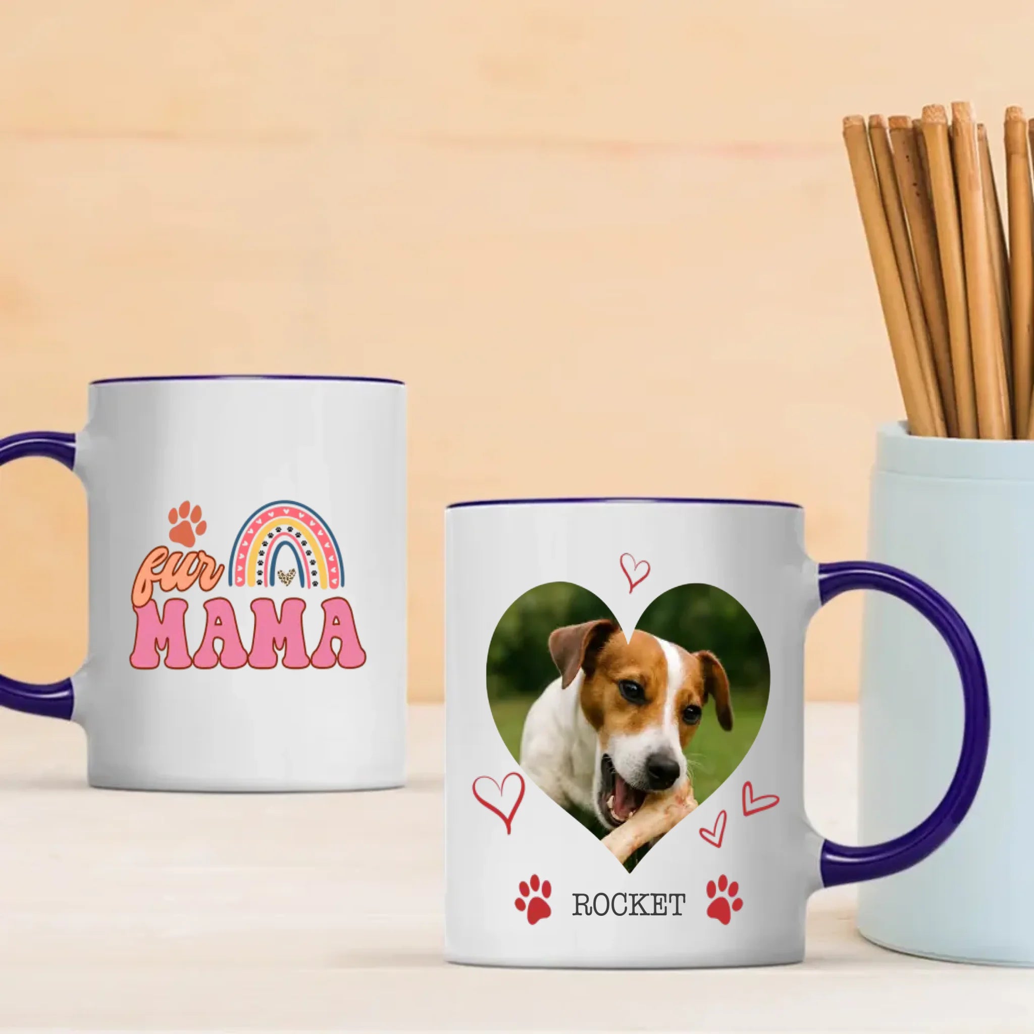 Custom Jack Russell Terrier Mug With The Quote 'Fur MaMa' And Dog Photo & Name - 89Prints