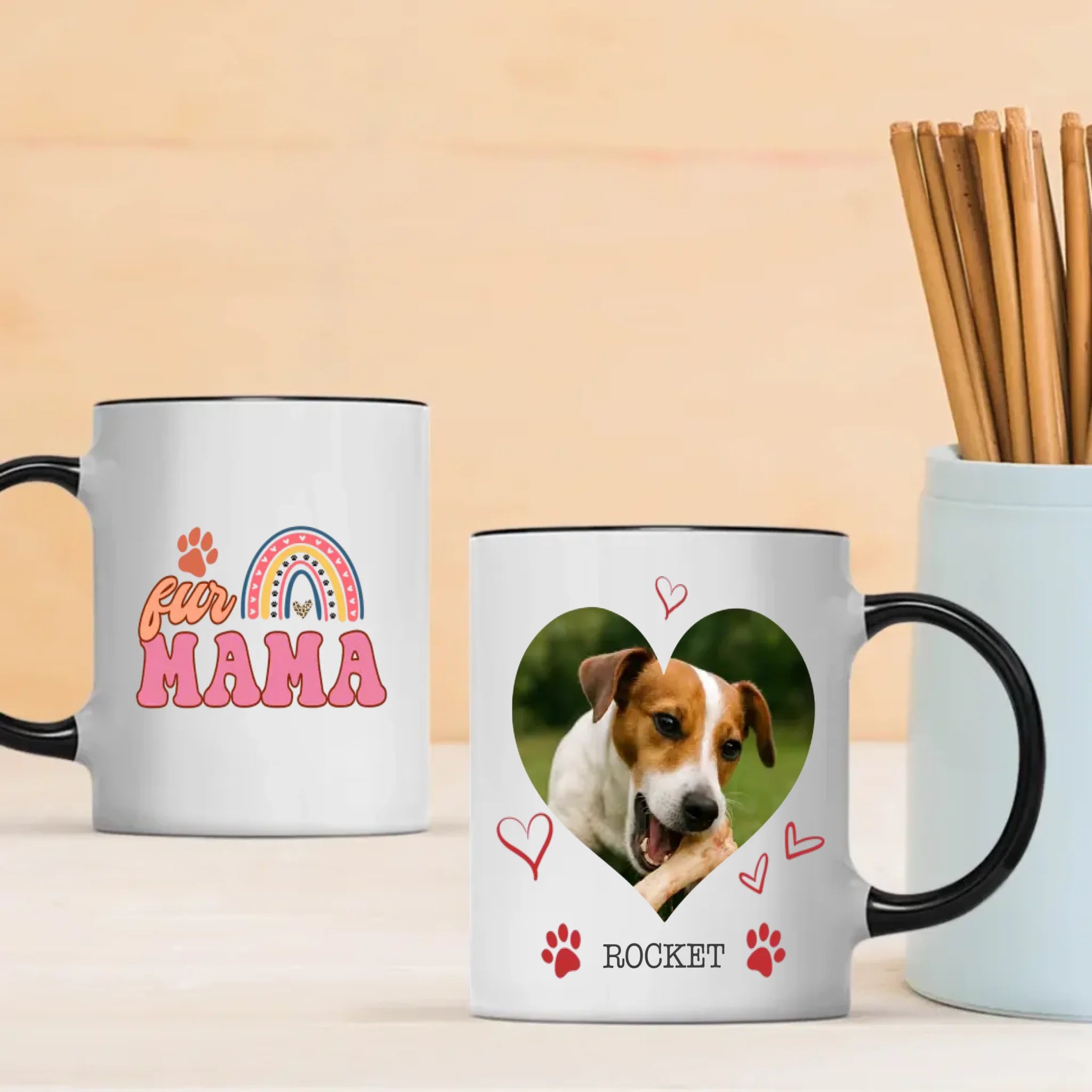 Custom Jack Russell Terrier Mug With The Quote 'Fur MaMa' And Dog Photo & Name - 89Prints